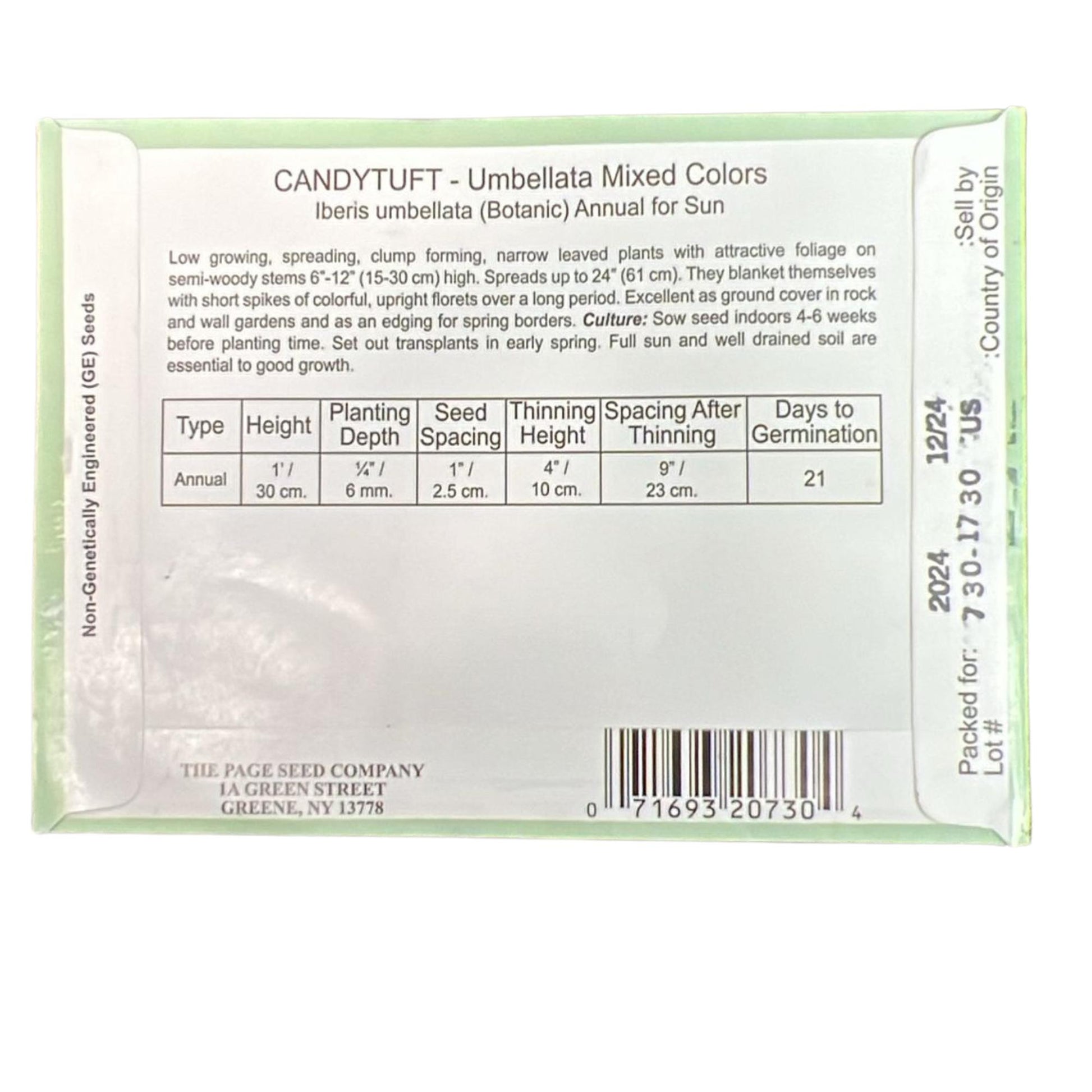 Valley Greene 250mg Candytuft Umbellata Mixed Colors Seeds