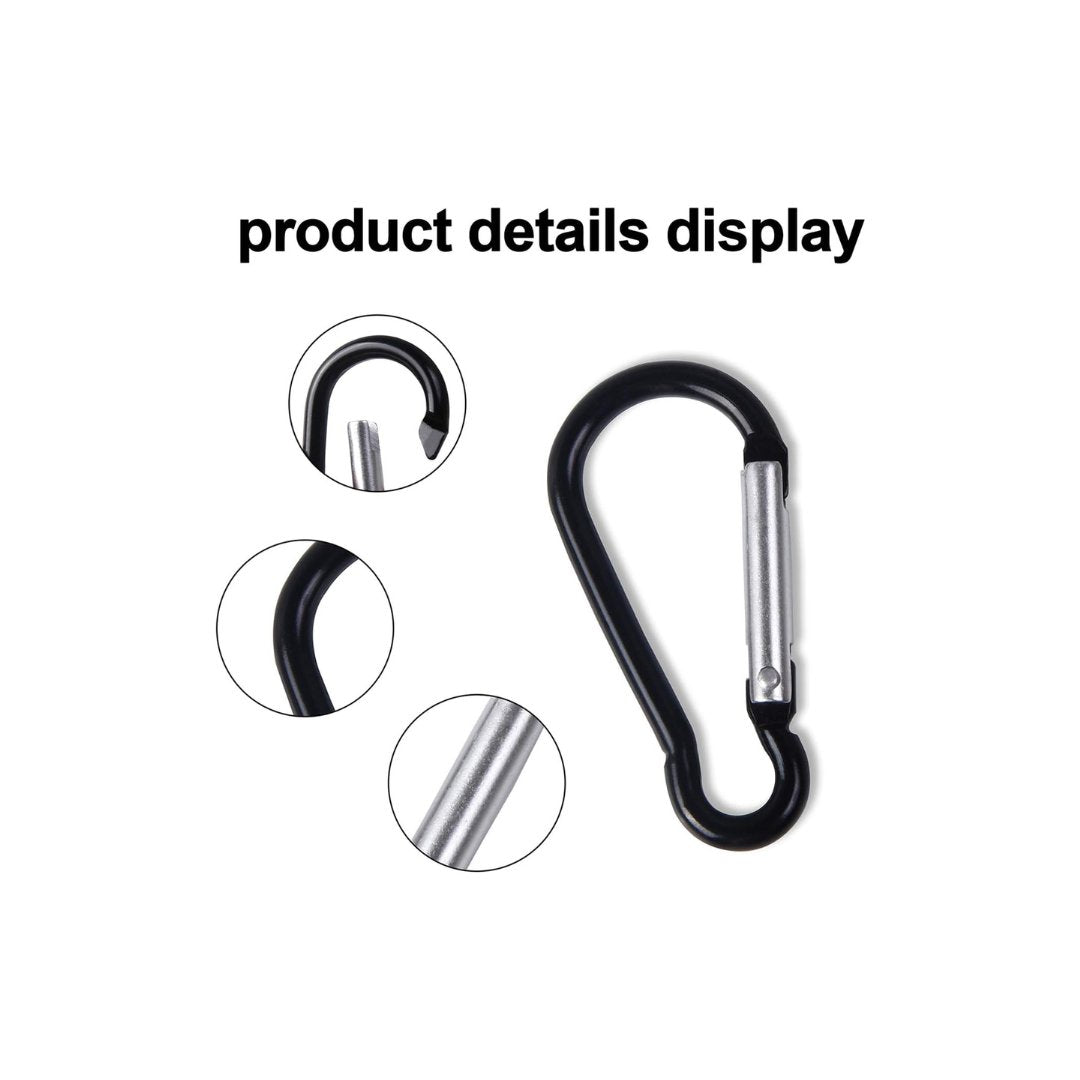 Carabiner Clips with Keyrings Aluminum D-Ring Spring Lock Hooks