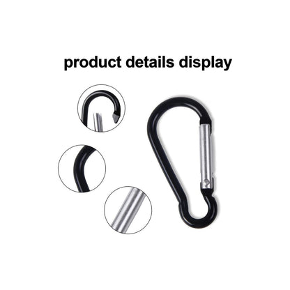 Carabiner Clips with Keyrings Aluminum D-Ring Spring Lock Hooks