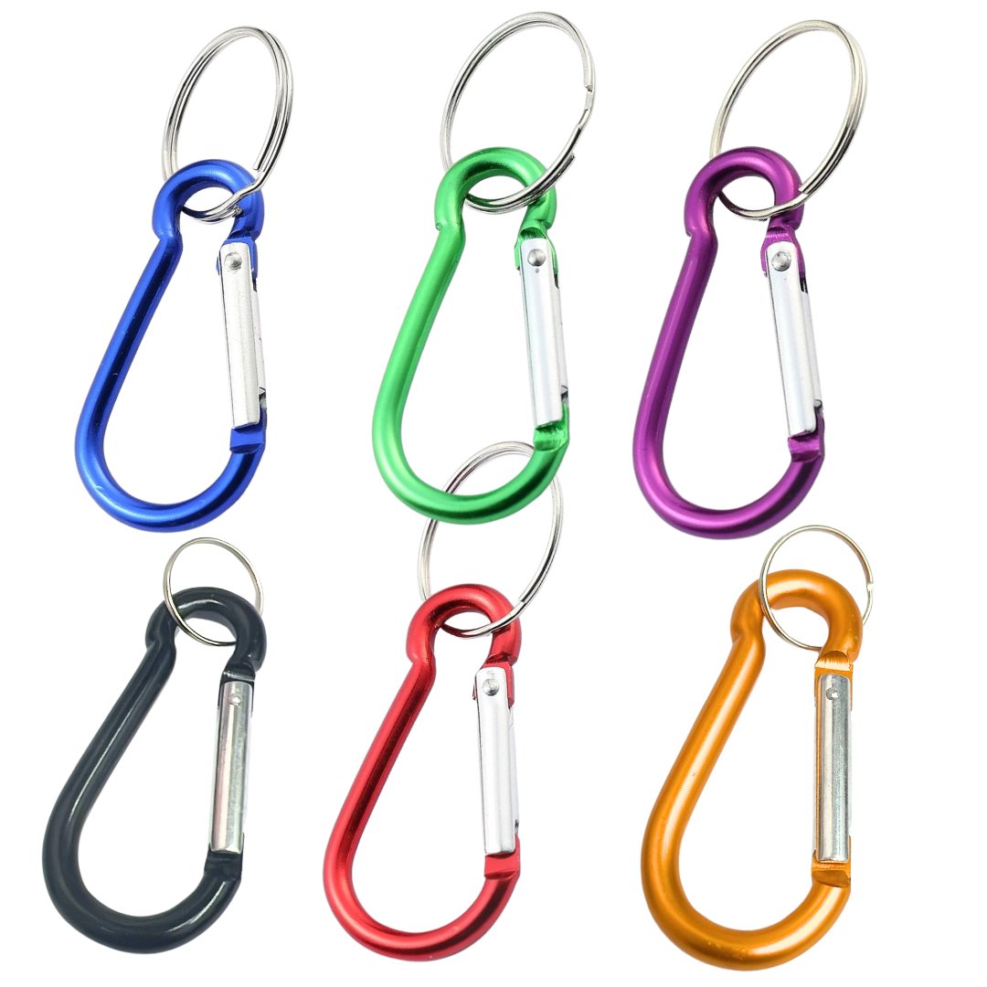 Carabiner Clips with Keyrings Aluminum D-Ring Spring Lock Hooks