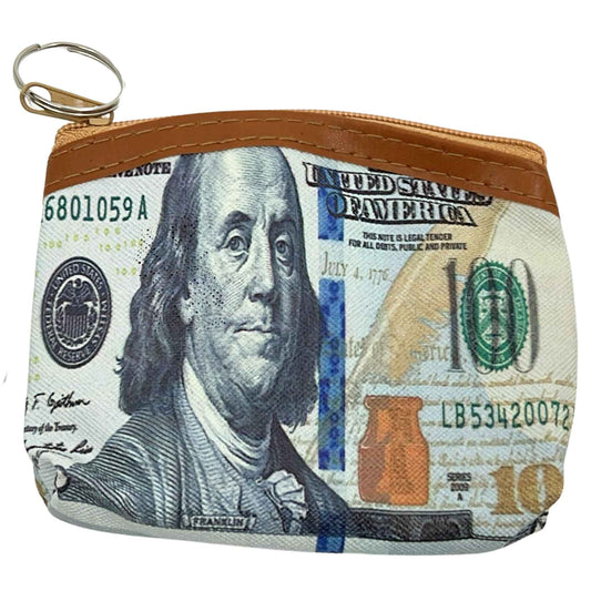 Dollar Theme Zipper Pouch with Keychain