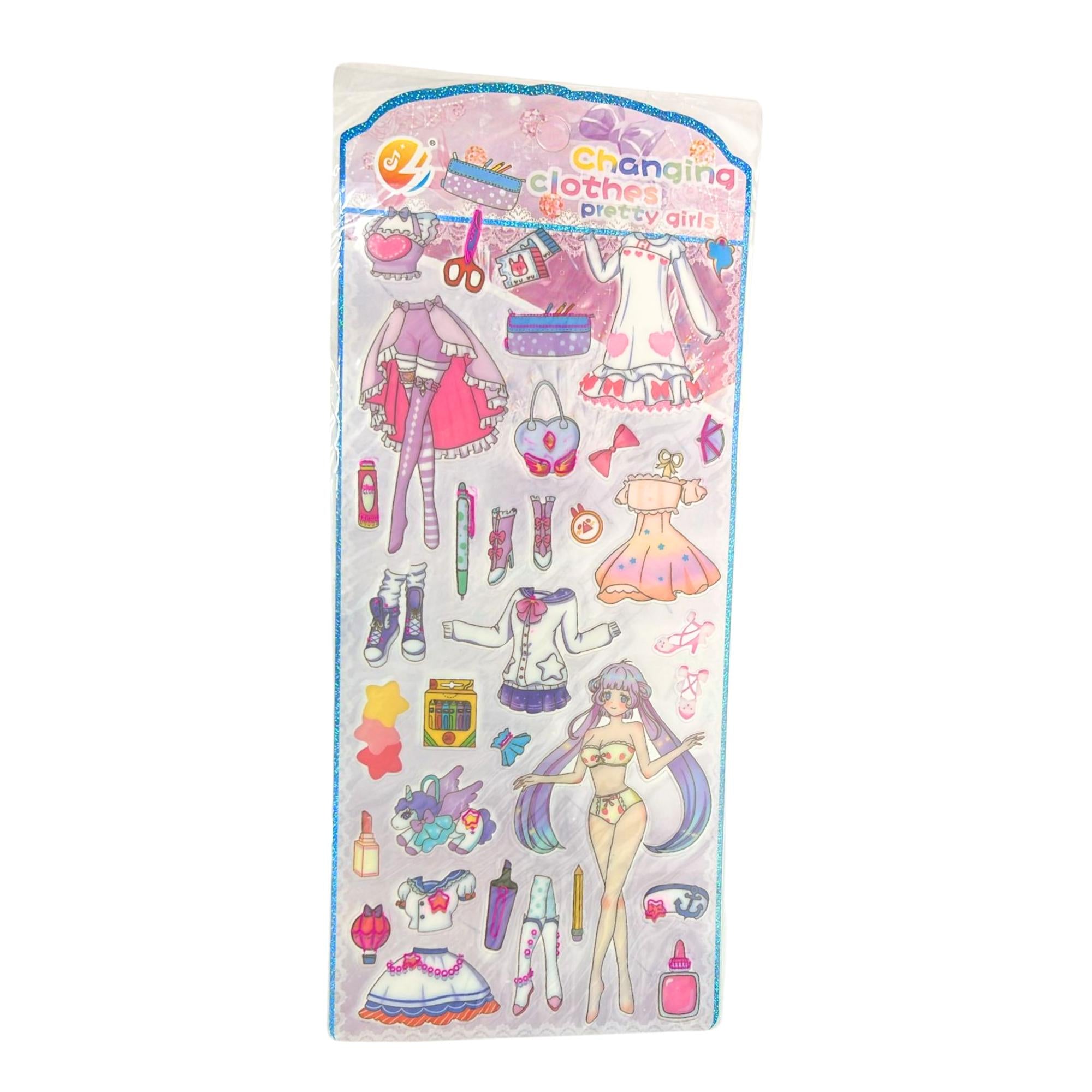 Changing Clothes Pretty Girl Stickers: 1 Pack DIY School Stickers main product image