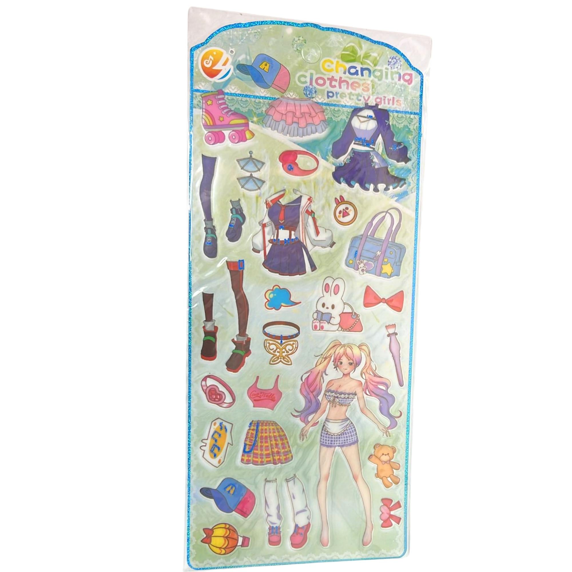 Changing Clothes Pretty Girl Stickers: 1 Pack DIY School Stickers main product image