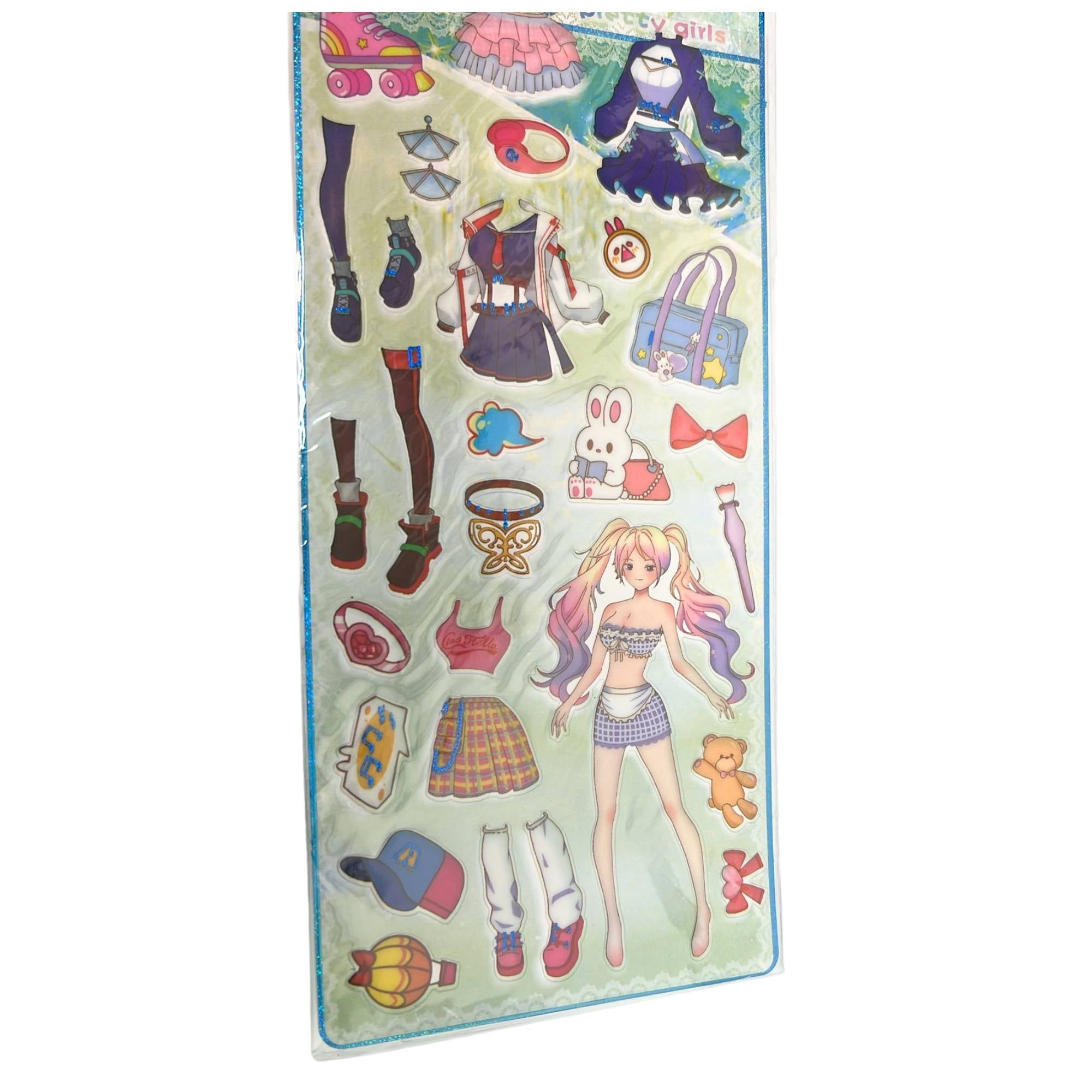 Changing Clothes Pretty Girl Stickers: 1 Pack DIY School Stickers product detail image