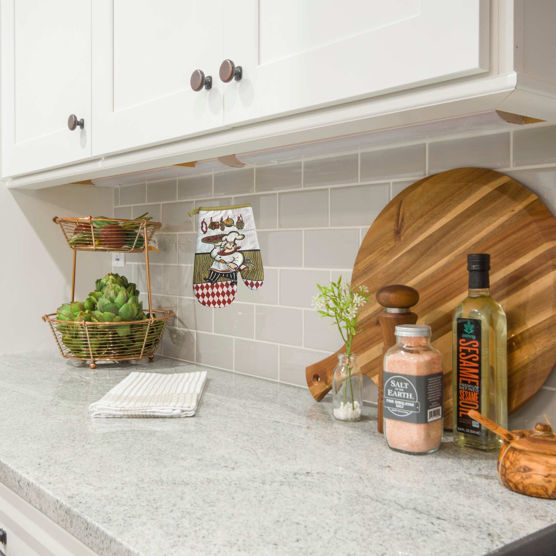 10" Heat-Resistant Printed Chef with Pizza Kitchen Oven Mitt