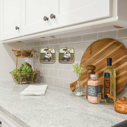 6.5" Heat-Resistant Printed Chef with Pizza Kitchen Pot Holder