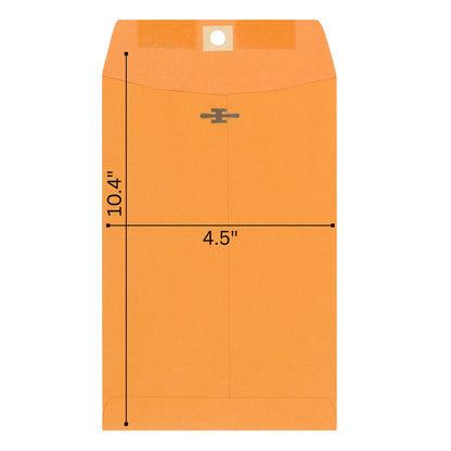Clasp Envelopes – 4.5 x 10.4 in, Brown Kraft with Gummed Flaps