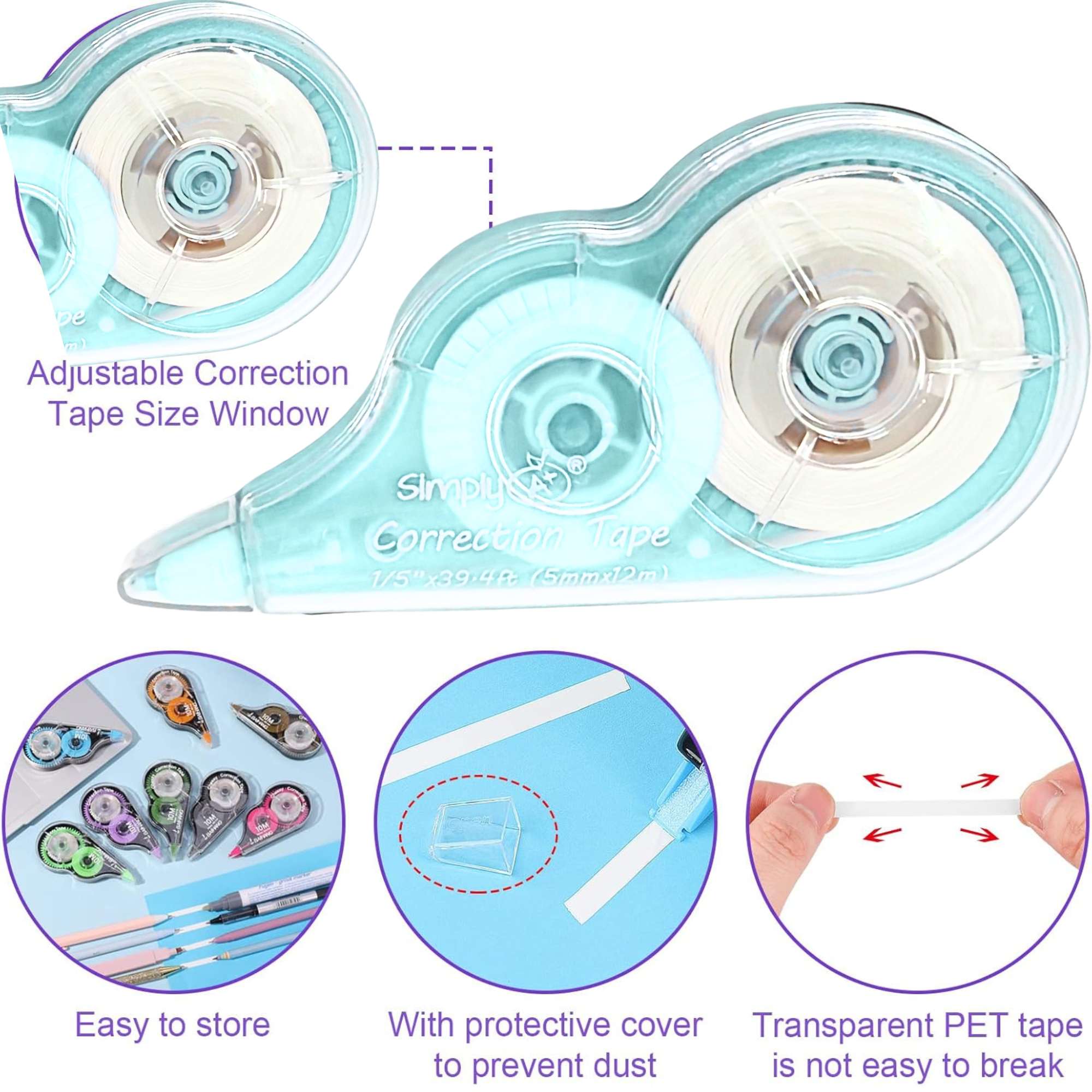 Correction Tape 1/5" x 39.4ft – White, Dry Application: 1 Pack Correction Tapes product detail image