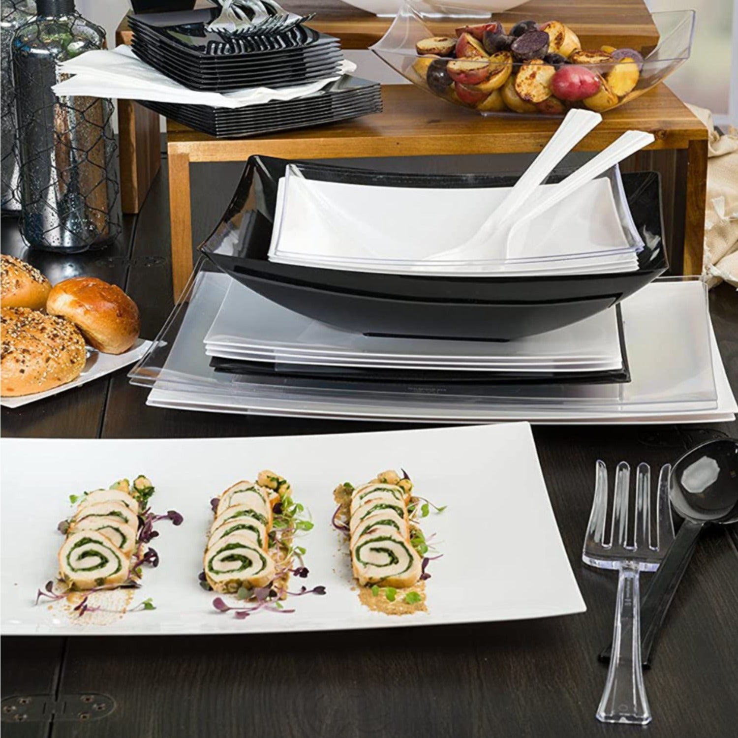 Clear Heavyweight Plastic Salad Serving Fork 12": 1 Pack Disposable Forks product detail image