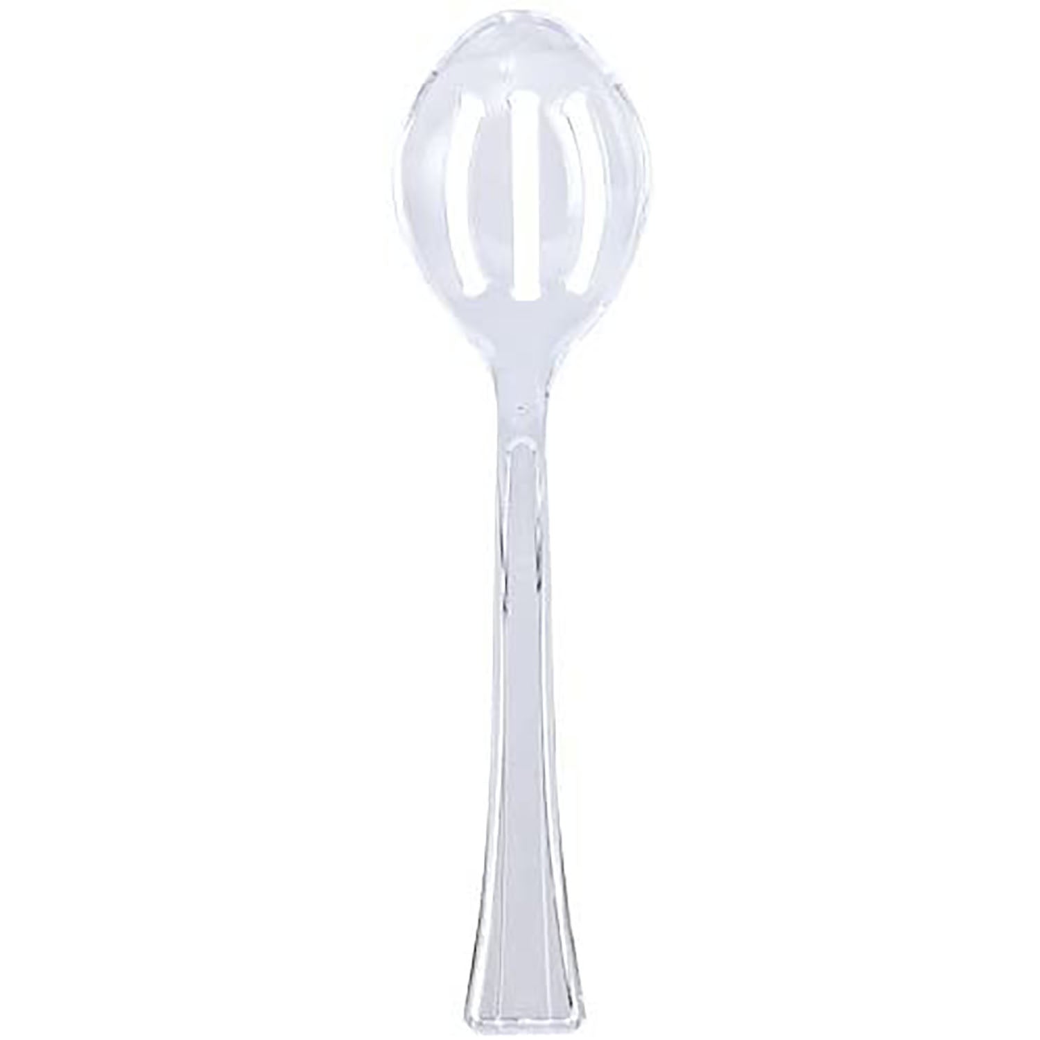 Clear Heavyweight Plastic Slotted Salad Serving Spoon 12": 1 Pack Disposable Spoons main product image