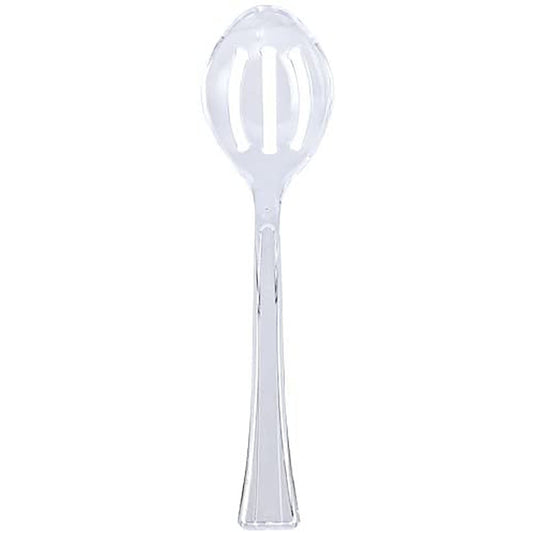 Clear Heavyweight Plastic Slotted Salad Serving Spoon