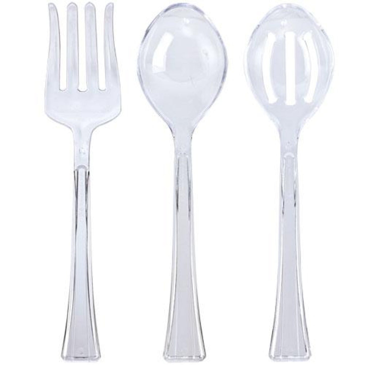 Clear Heavyweight Plastic Slotted Salad Serving Spoon