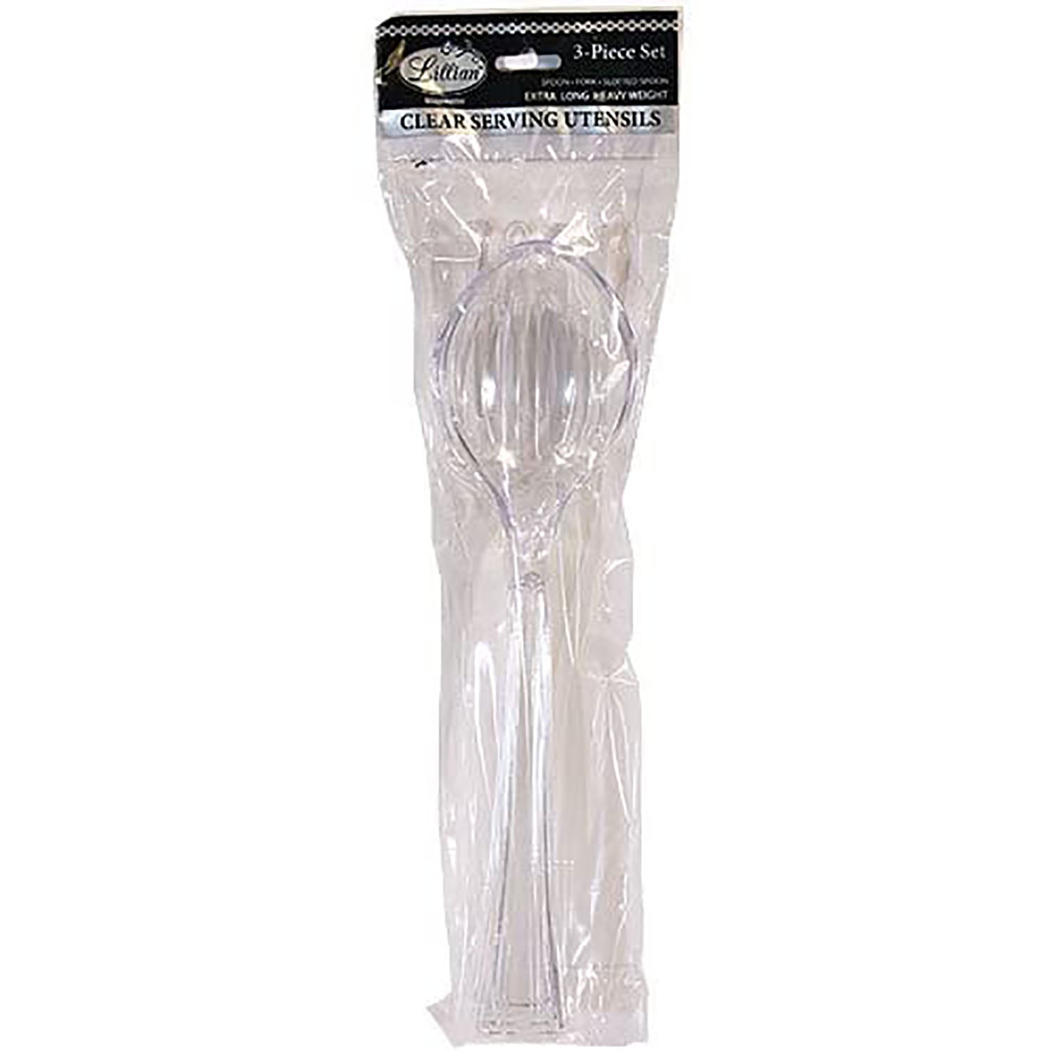 Clear Heavyweight Plastic Slotted Salad Serving Spoon 12": 1 Pack Disposable Spoons lifestyle use image