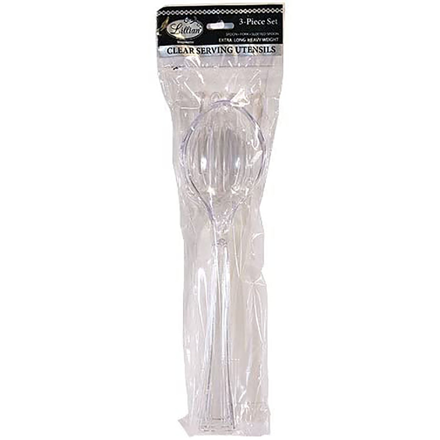 Clear Heavyweight Plastic Slotted Salad Serving Spoon