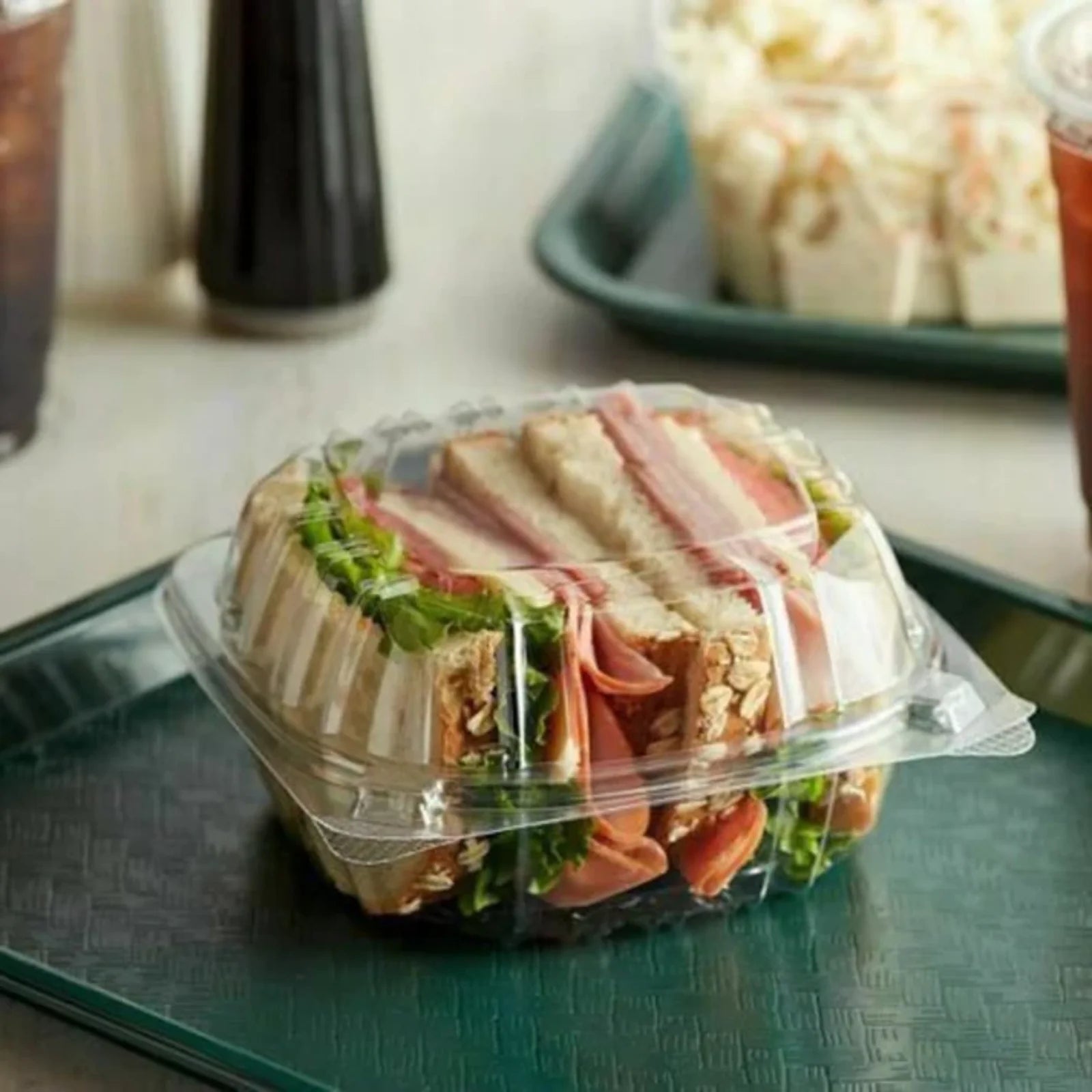 6" Clear Seal Hinged Lid Plastic Container: 5 Pack Take Out Containers Storage Container lifestyle use image