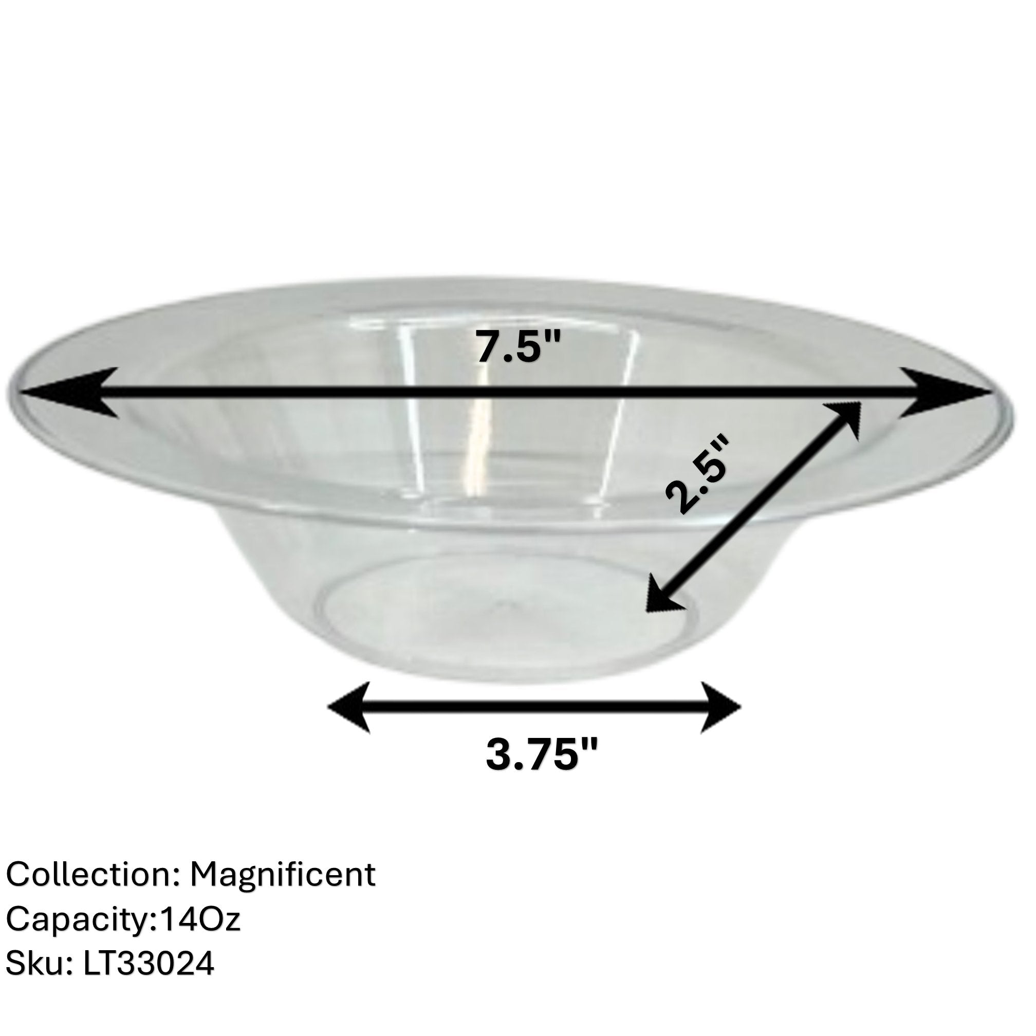 14oz Clear Magnificent Heavyweight Plastic Bowls: 4 Pack Kitchen Catalog,Dispoable Bowls product detail image