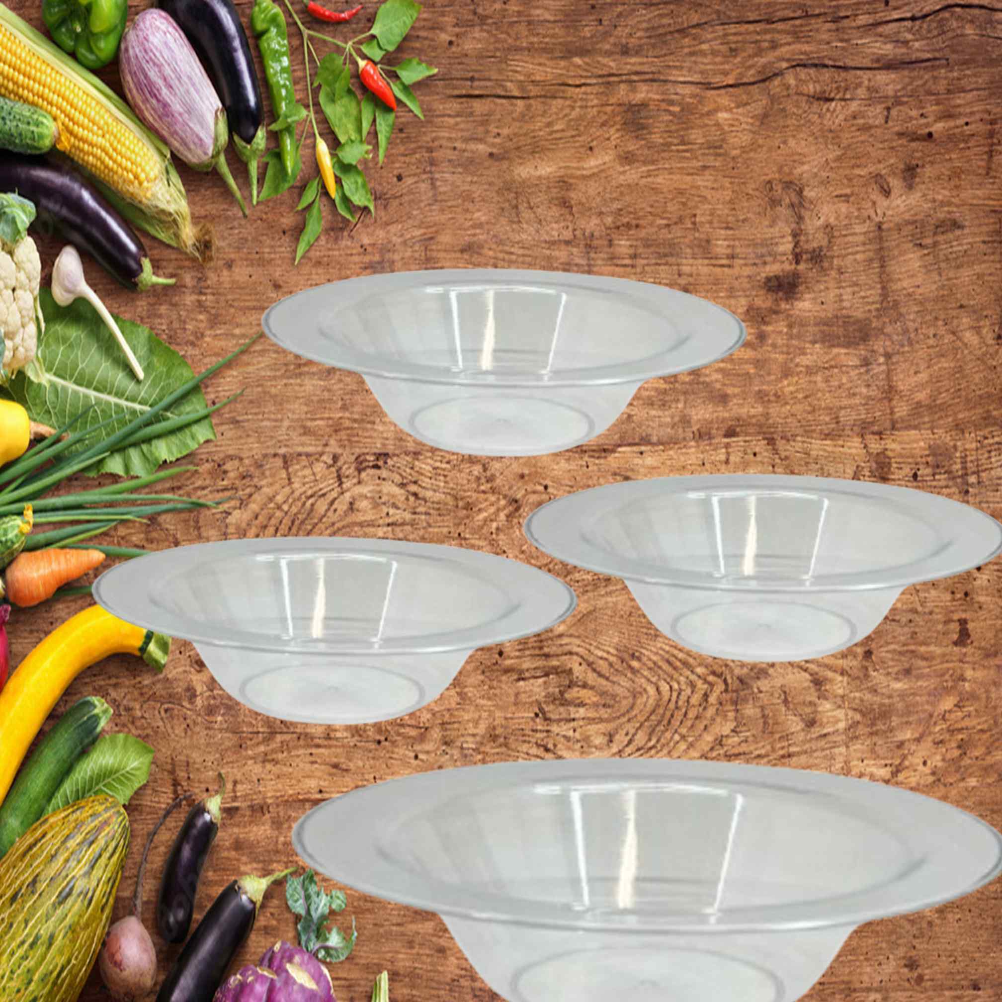 14oz Clear Magnificent Heavyweight Plastic Bowls: 4 Pack Kitchen Catalog,Dispoable Bowls lifestyle use image