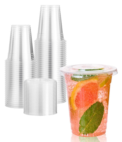 Plastic Clear PET Cups With Flat Lid