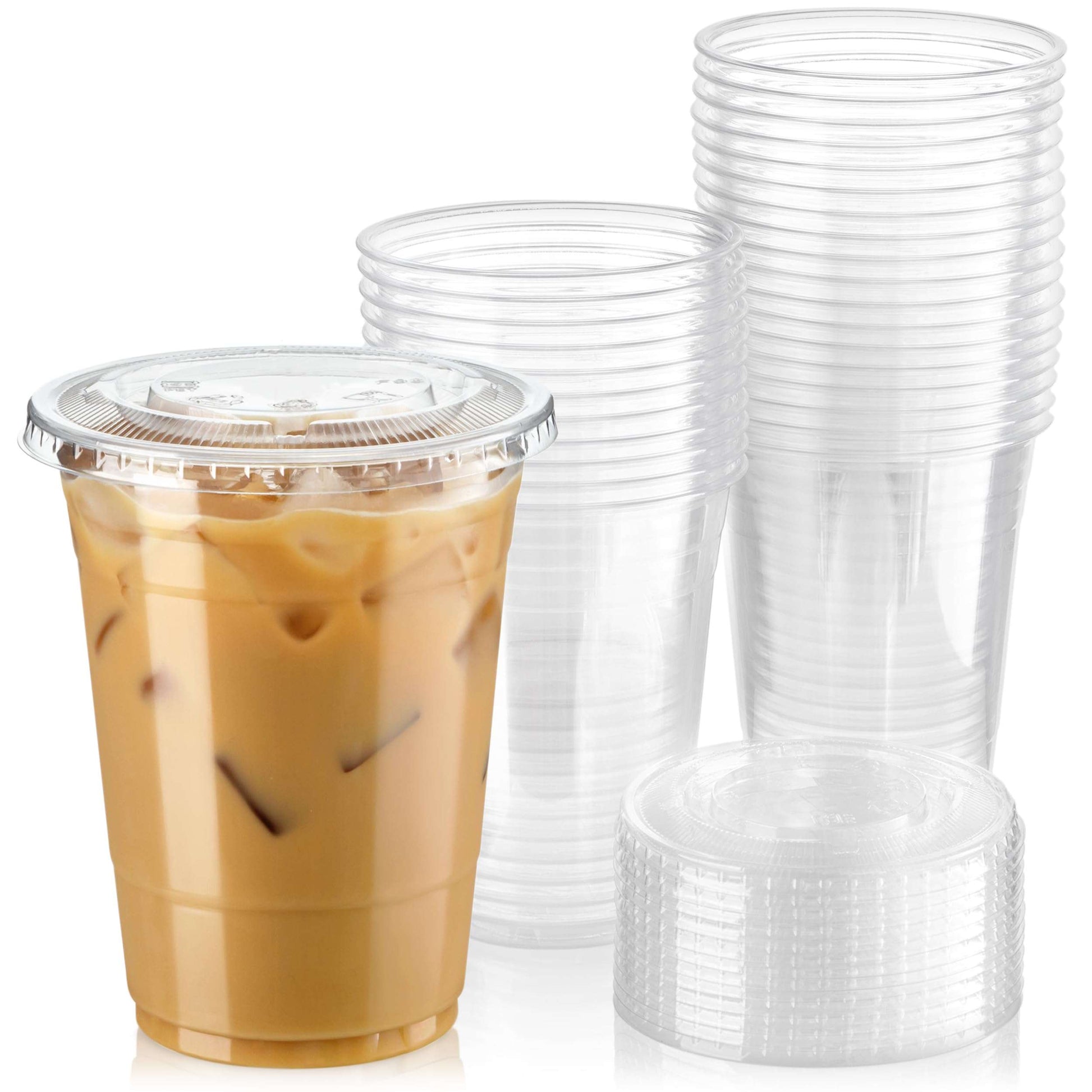 Plastic Clear PET Cups With Flat Lids