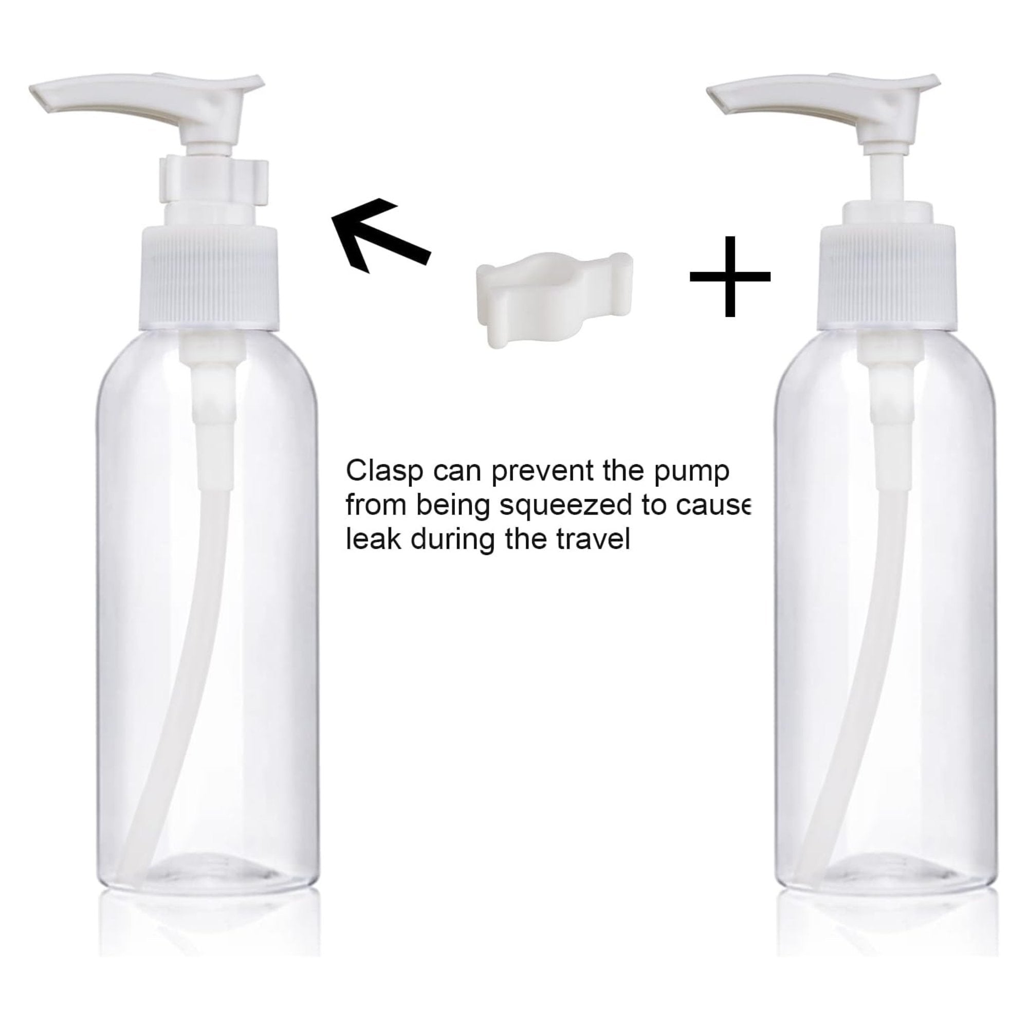 2oz / 60ml Clear Plastic Travel Pump Bottle with Lock: 1 Pack Travel Bottle size and feature image