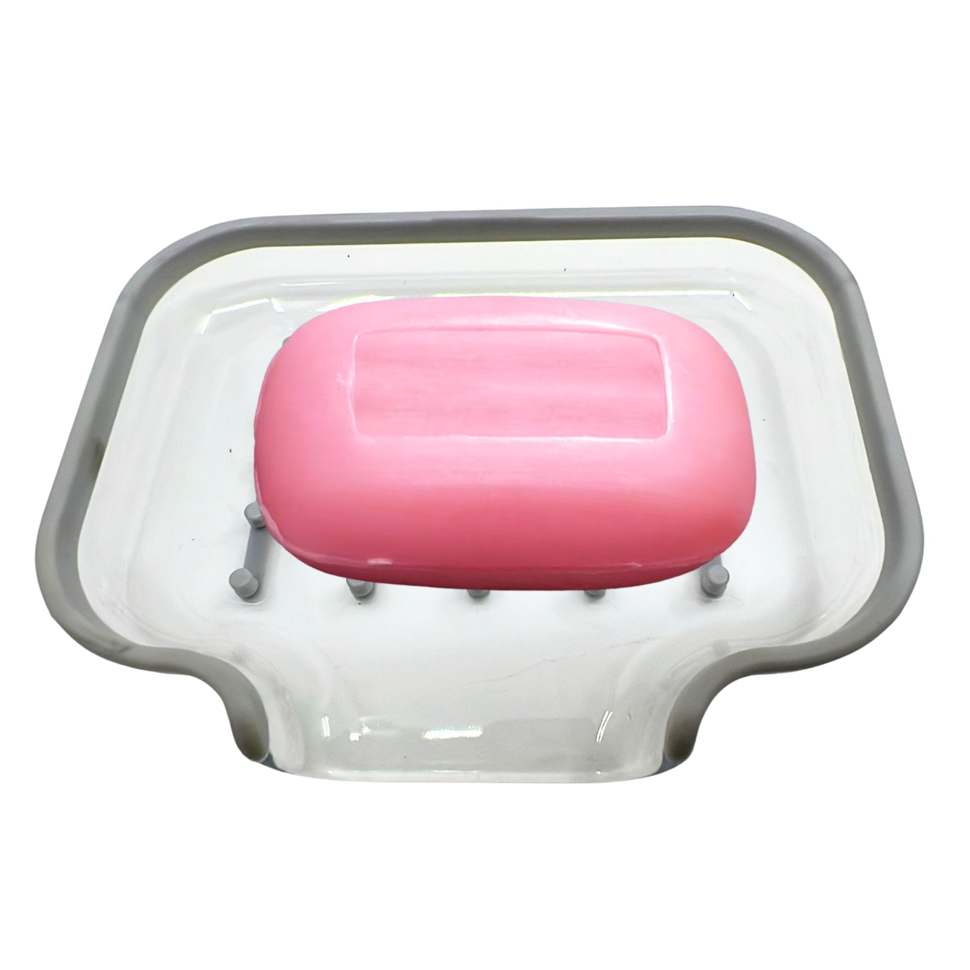 Transparent with Gray Border Plastic Soap Holder:1 Pack Soap Dishes & Holders Bathroom Accessories size and feature image