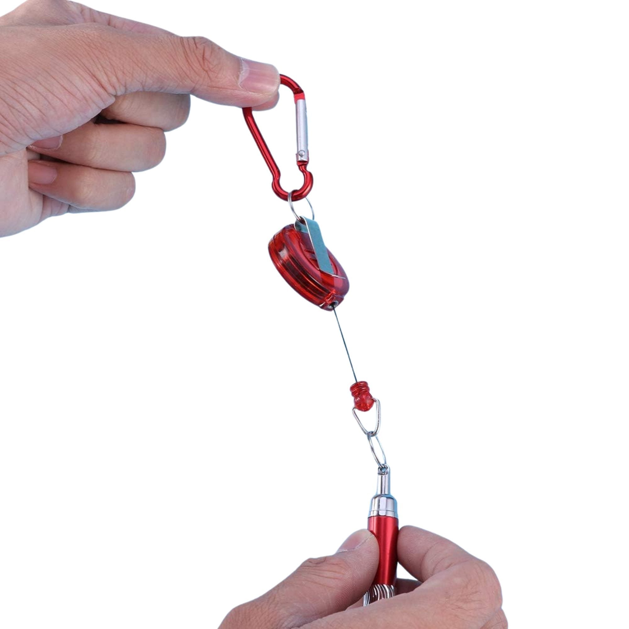 Clip On Ballpoint Pen with Carabiner Keychain and Belt Clip Reel: 1 Pack Ballpoint Pens Ballpoint Pens School size and