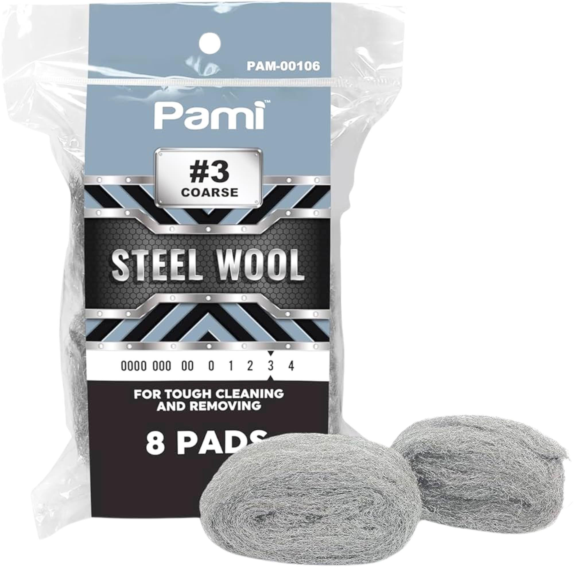 PAMI Grade #3 Coarse Steel Wool Pads: 8 Pads Cleaning Steel Wool main product image