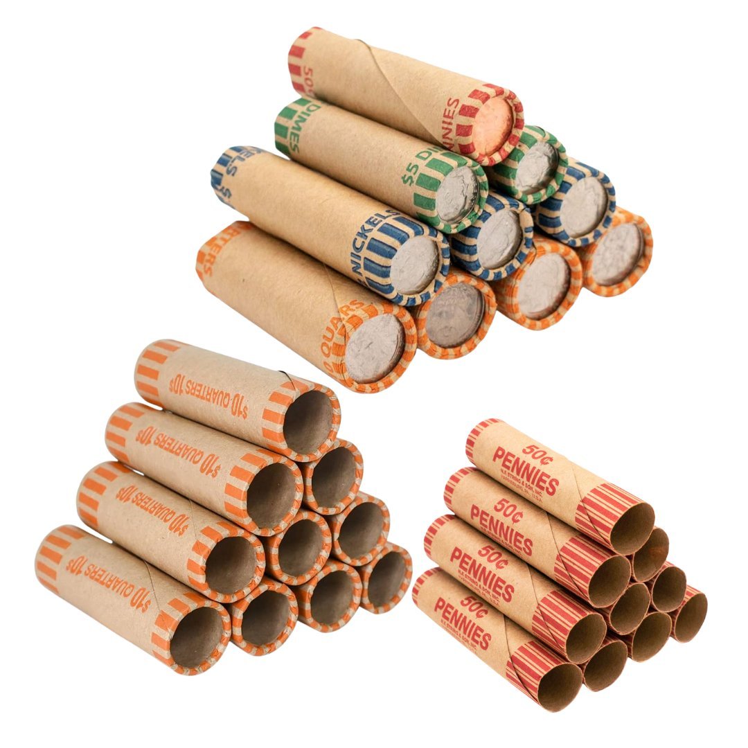 Coin Wrappers: 36CT Paper Coin Wrappers & Bill Straps office product detail image