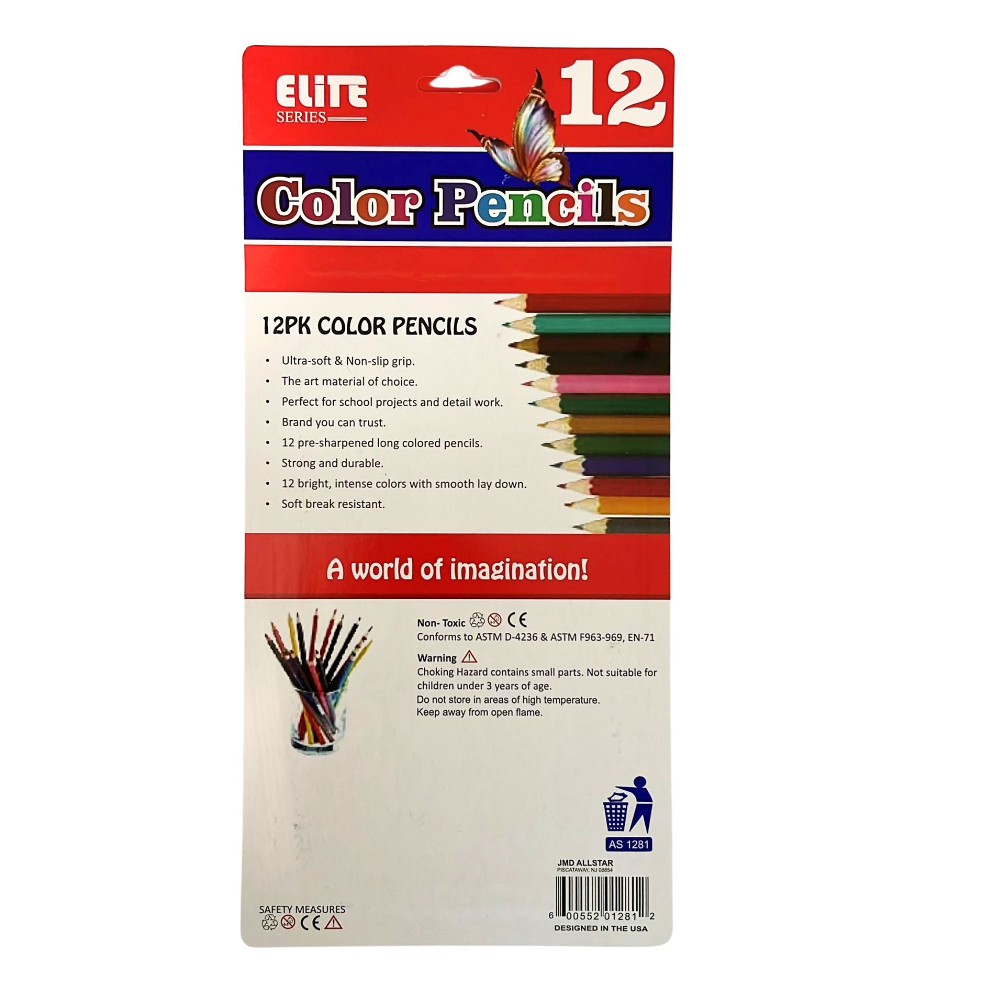 Color Pencils Ultra Soft, Non Slip, Strong & Durable: 12 Pack Wooden Pencils product detail image