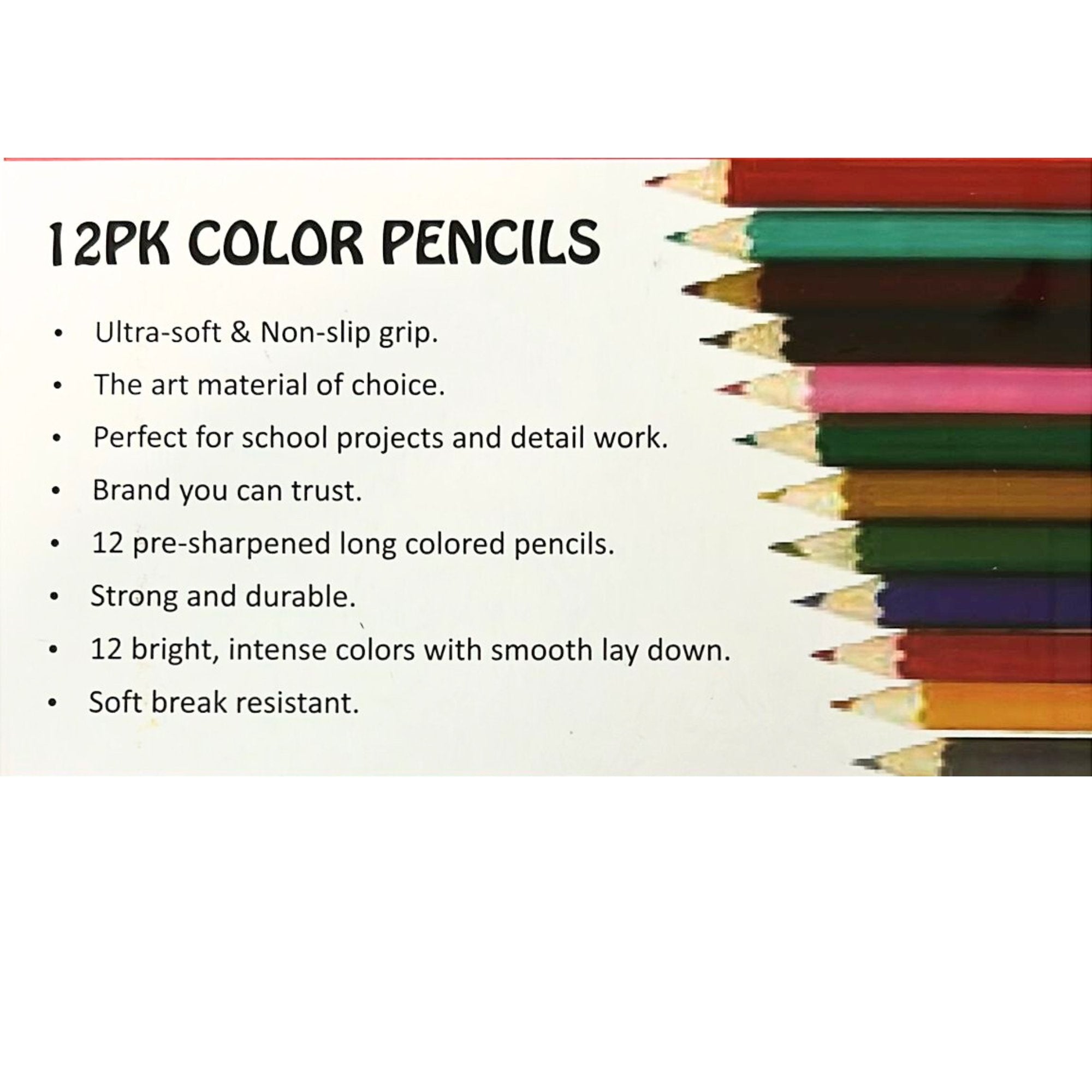 Color Pencils Ultra Soft, Non Slip, Strong & Durable: 12 Pack Wooden Pencils size and feature image