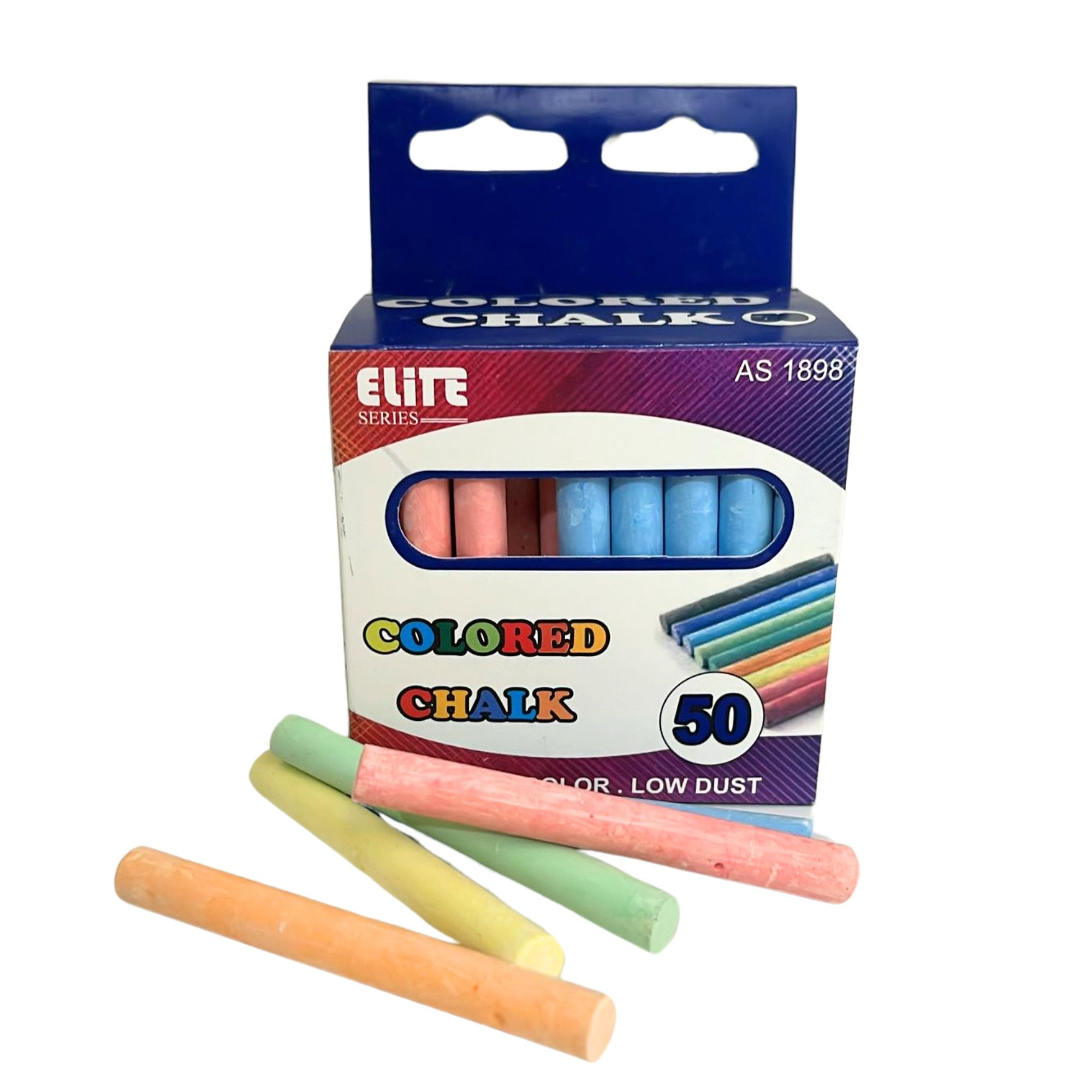 Colored Chalk – Low Dust with Intense Color: 50 Pack size and feature image