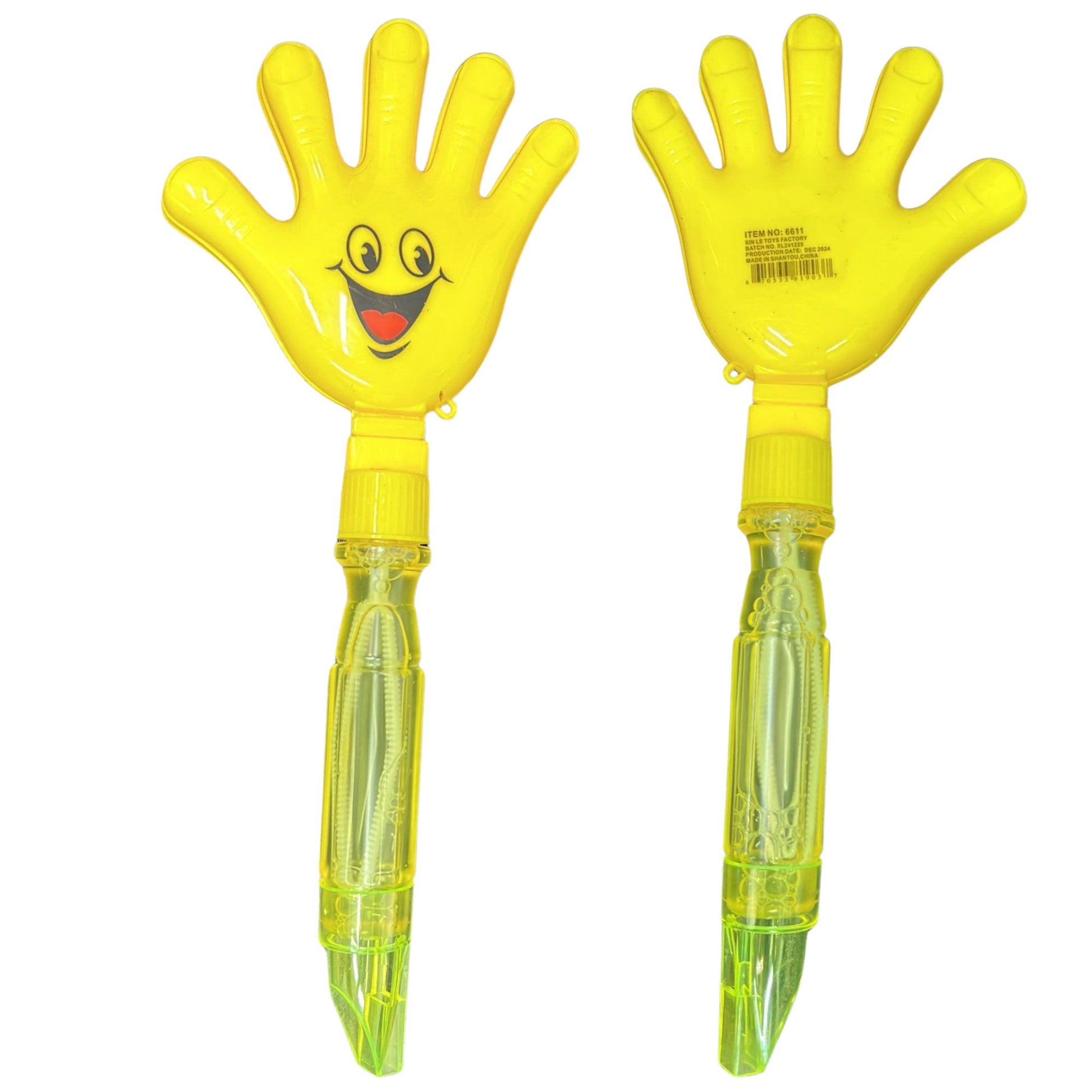 10" Bubble Emoji Hand Stick Wind with Whistle at Bottom 