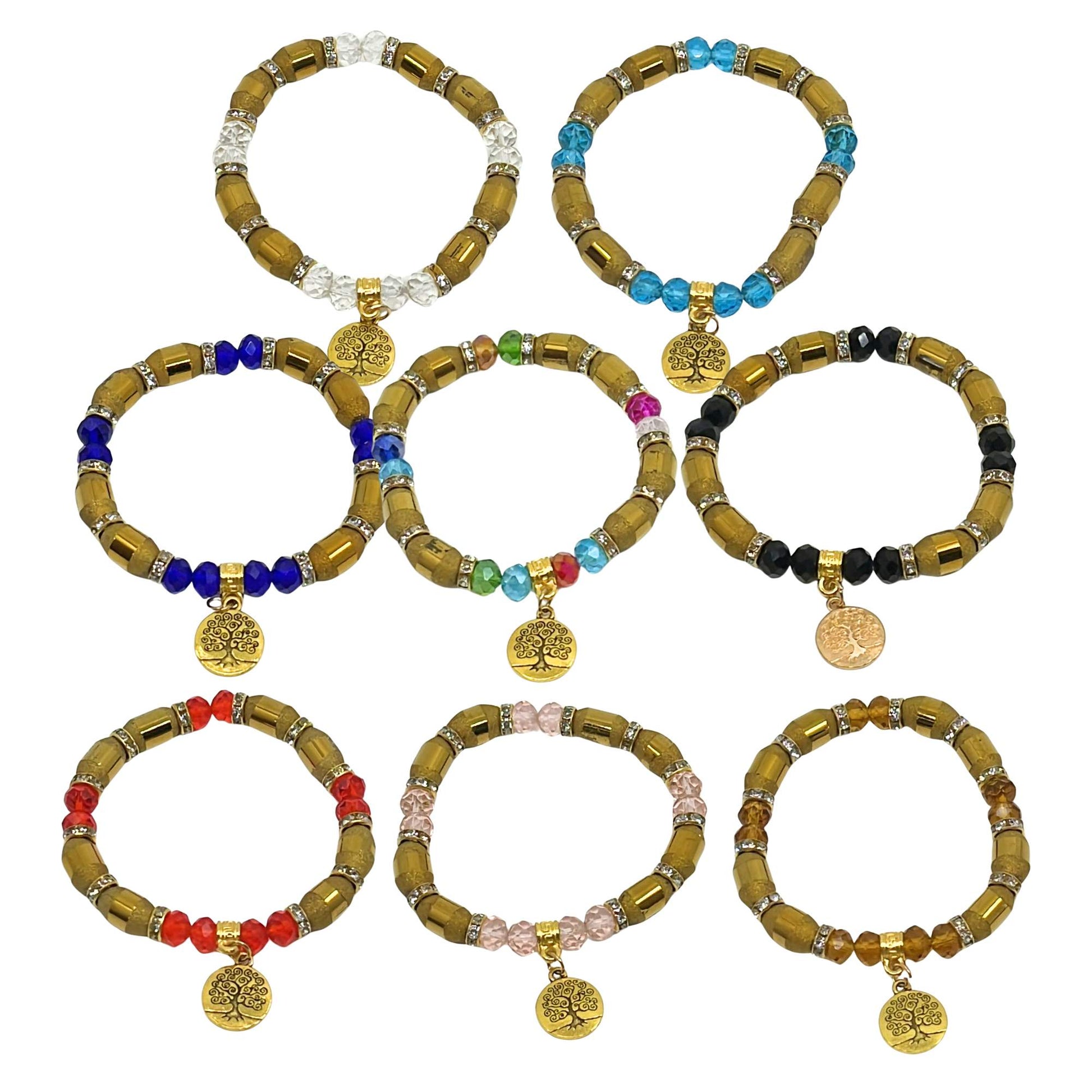 Long Gold Bead Touch with Colorful Beaded Bracelet