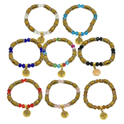 Long Gold Bead Touch with Colorful Beaded Bracelet