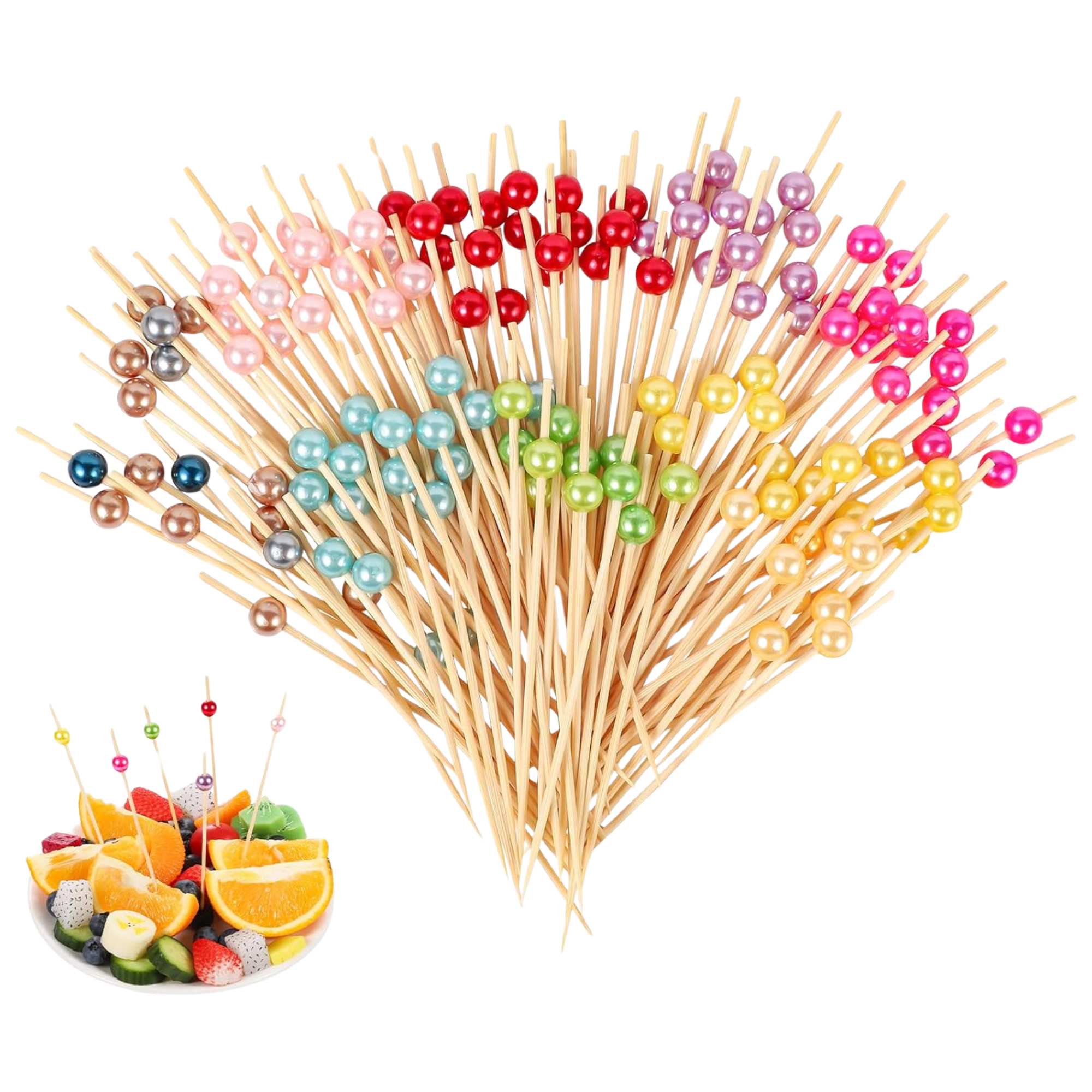 Colorful 4.7" Pearl Cocktail Picks:50 Pack Kitchen Catalog,Cocktail Picks BBQ Event catalog Party Decorations lifestyle use