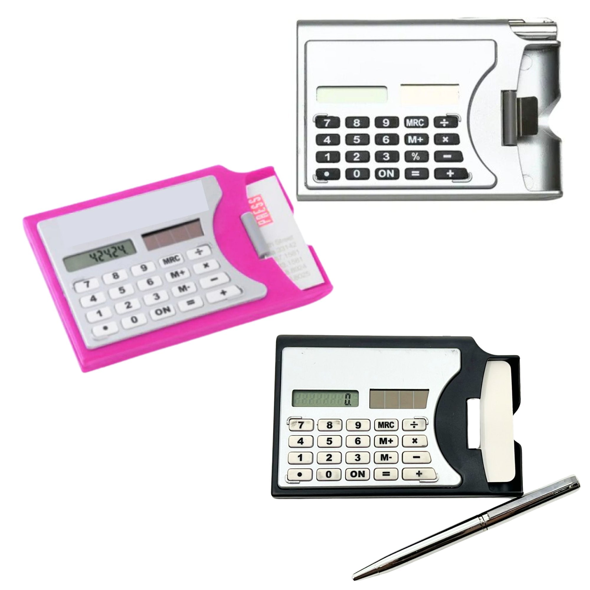 3 in 1 Compact Calculator with Cardholder and Pen: 2 Pcs Set calculator School main product image