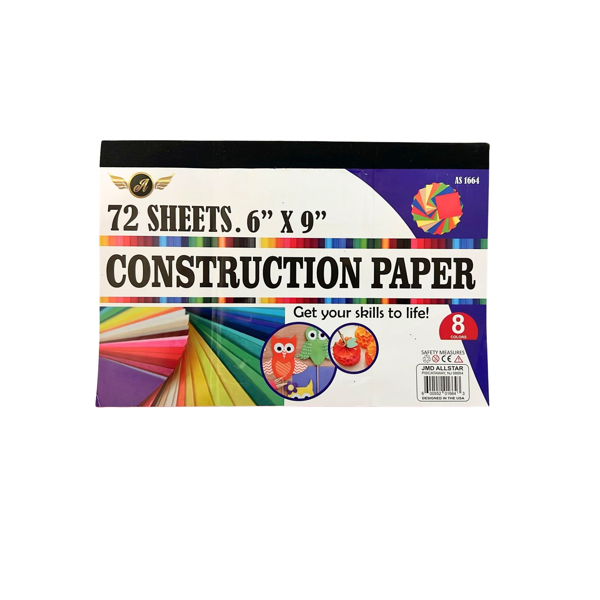 Construction Paper Pad 6 X 9 Inches, 72Sheets & 8 Assorted Colors: 1 Pack Book Paper main product image