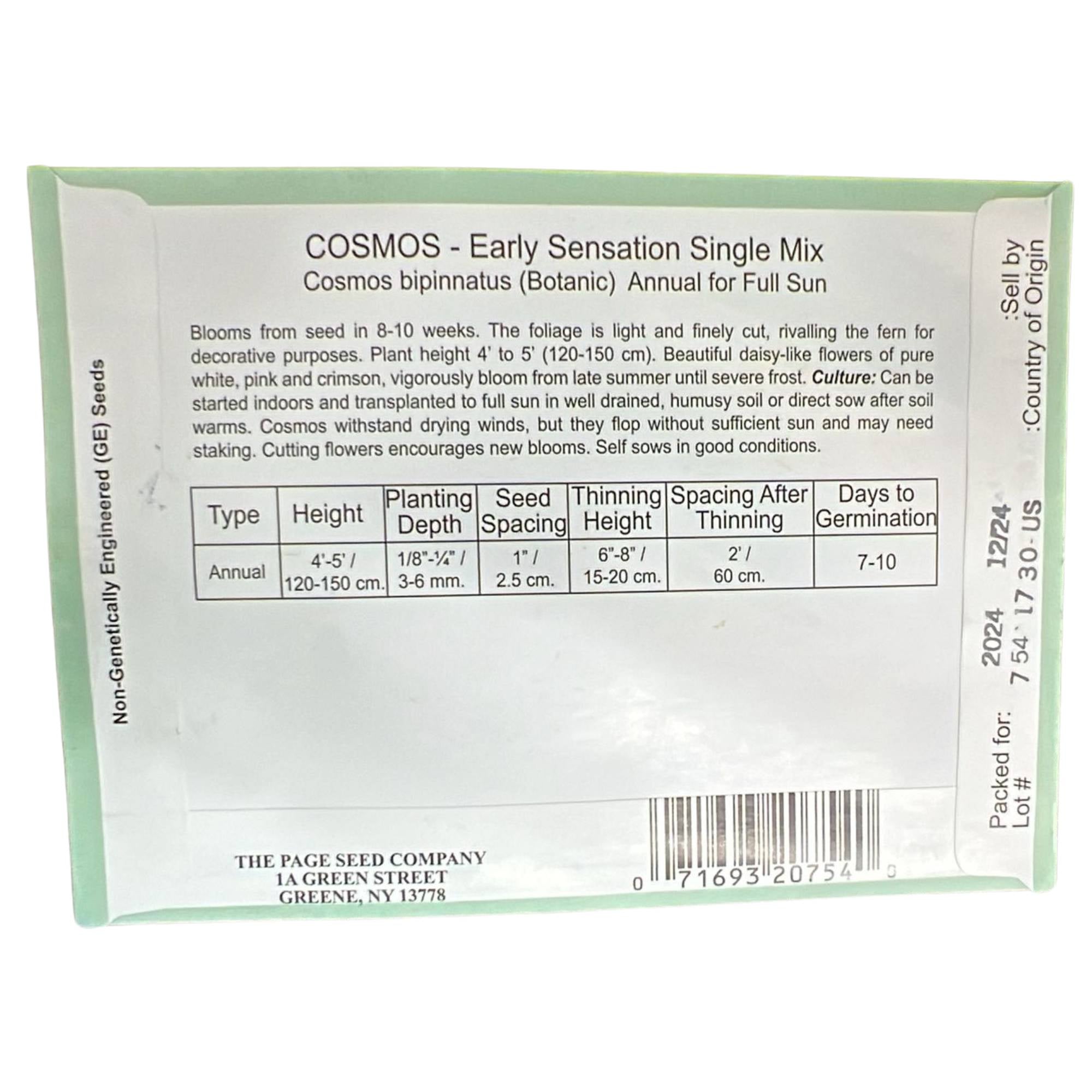 Valley Greene 350mg Cosmos Seeds – Early Sensation: 2 Pack size and feature image