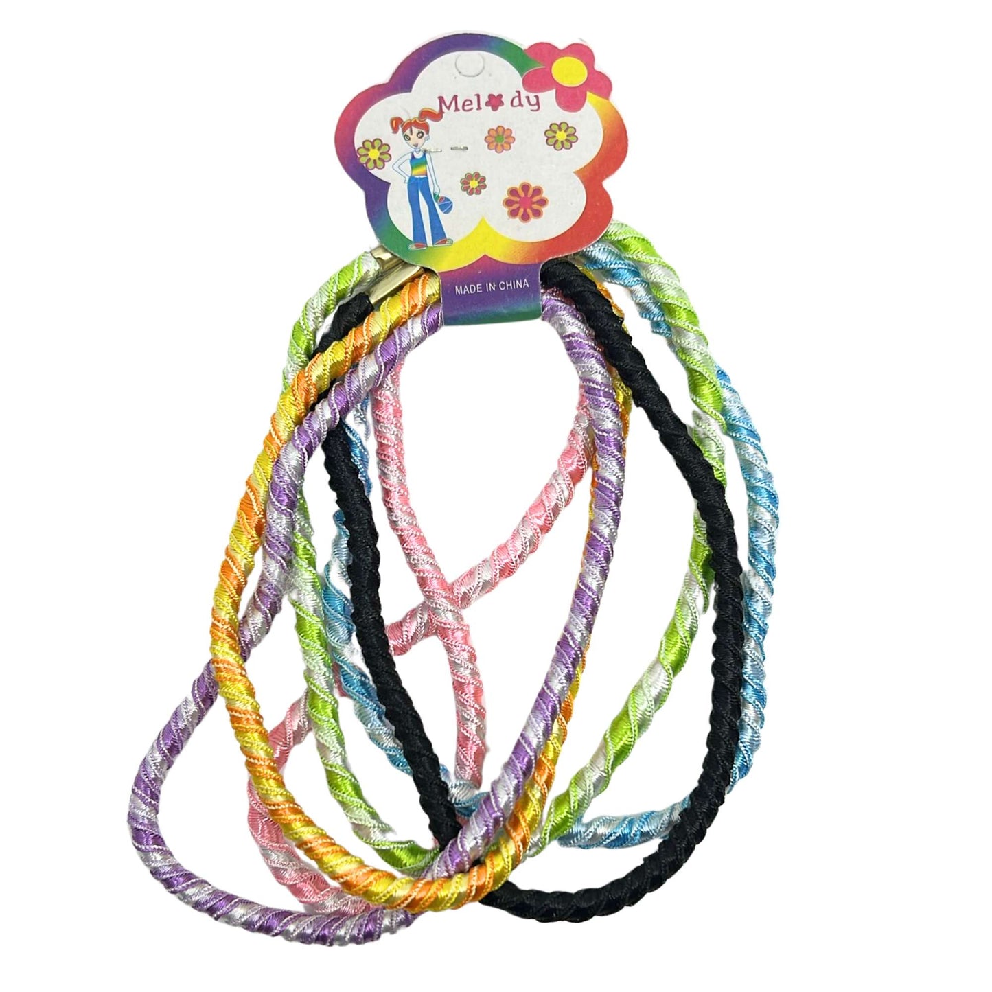 Large 6 Count Rainbow Multicolor 4" Hair Bands