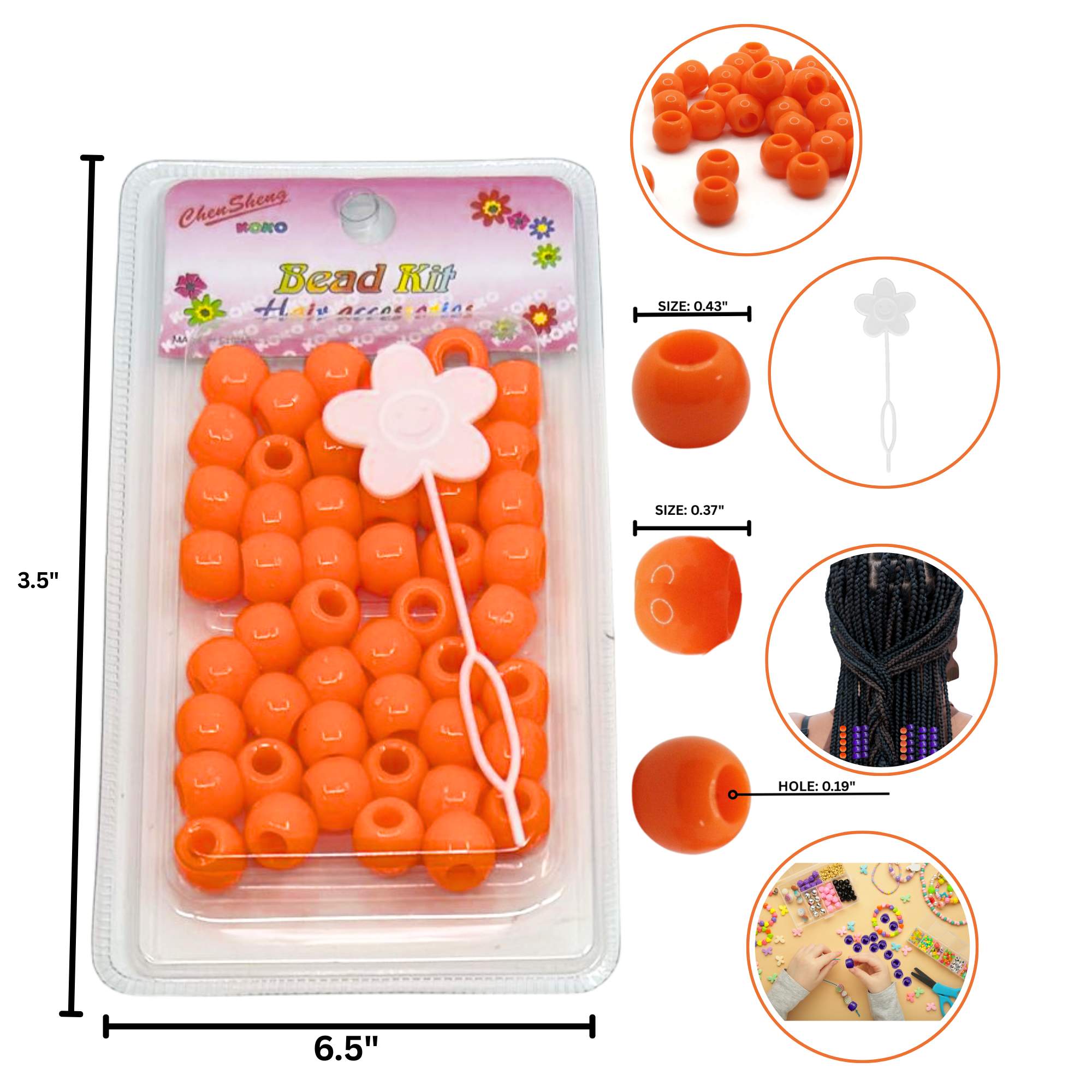 Deluxe Large Orange Bead Kit: 50 Pack Bead kit DIY product detail image