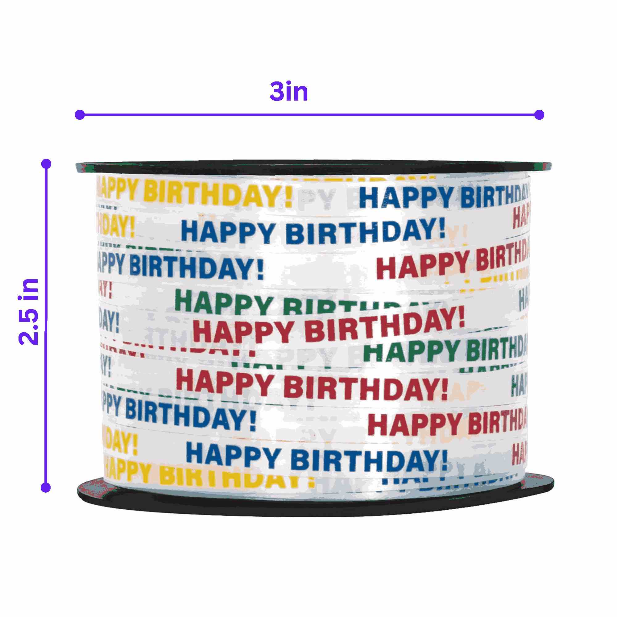 Curling Ribbon – 201m Happy Birthday, Multicolor Print: 1 Pack Gift Wrapping Special Occasions product detail image