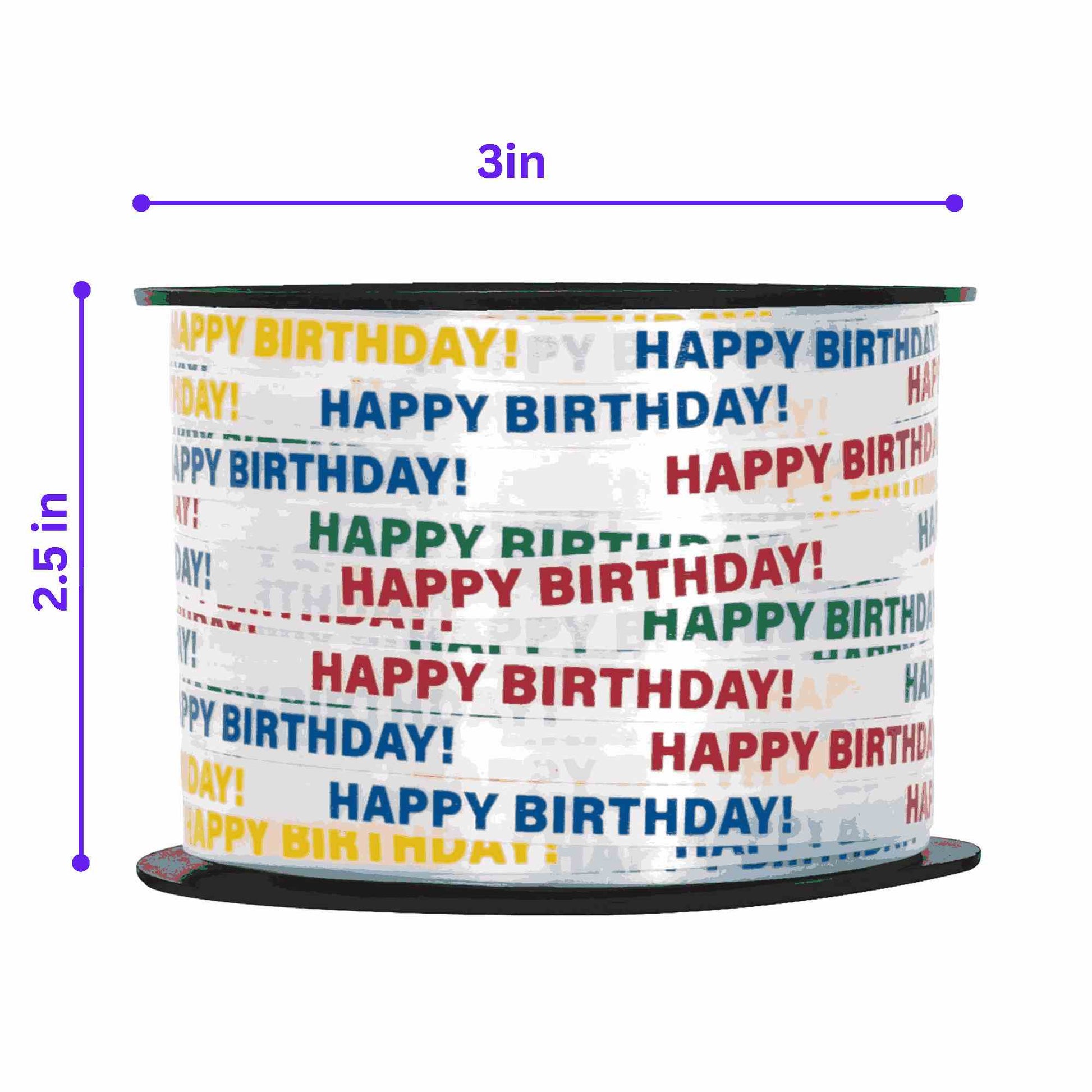 Curling Ribbon – Happy Birthday, Multicolor Print