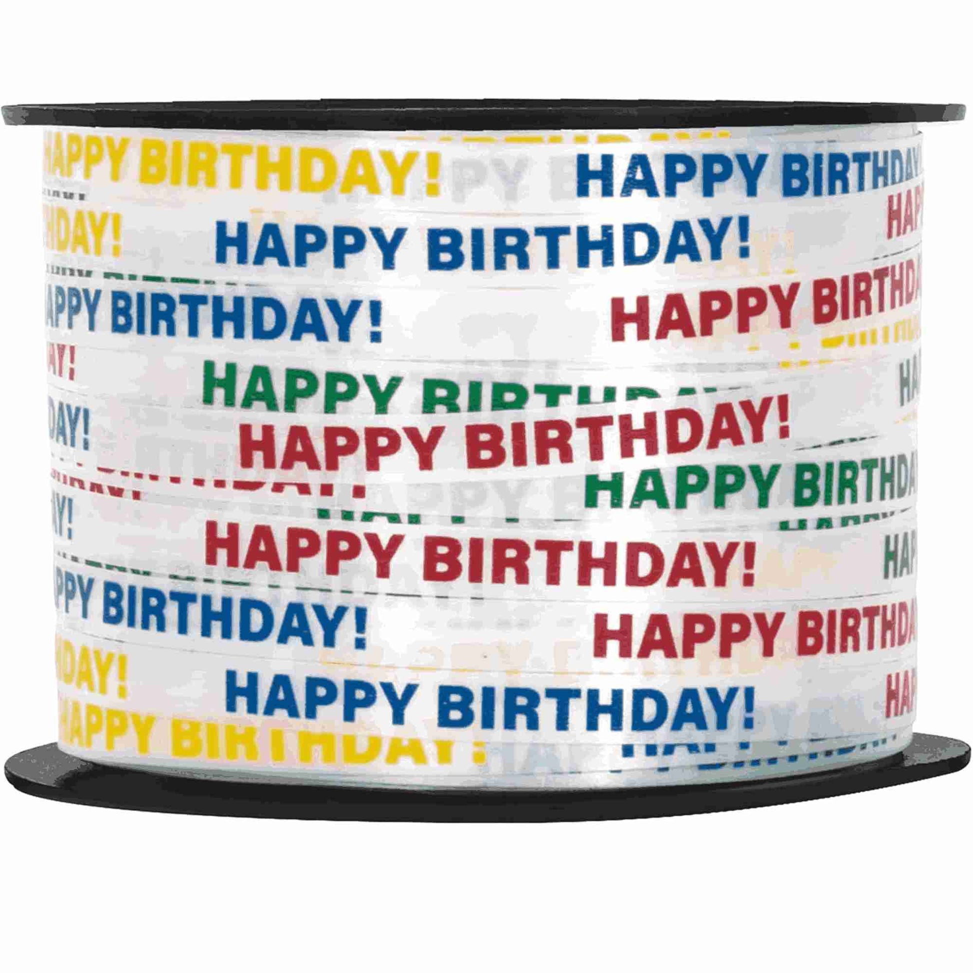 Curling Ribbon – Happy Birthday, Multicolor Print