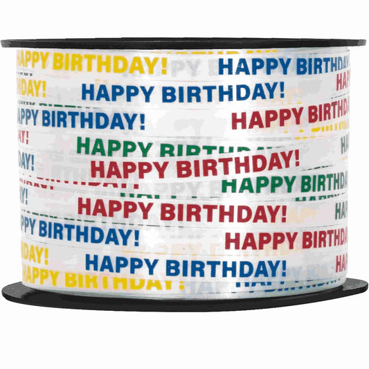 Curling Ribbon – Happy Birthday, Multicolor Print