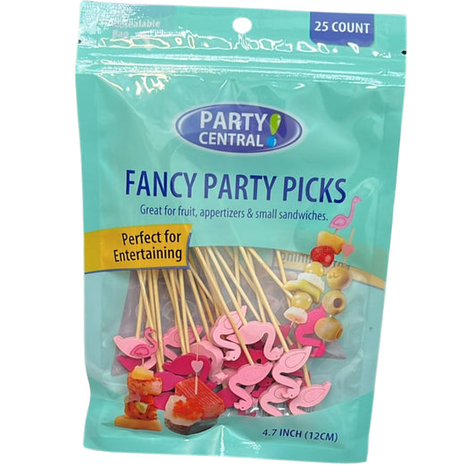 4.7" Fancy Flamingos Party Picks