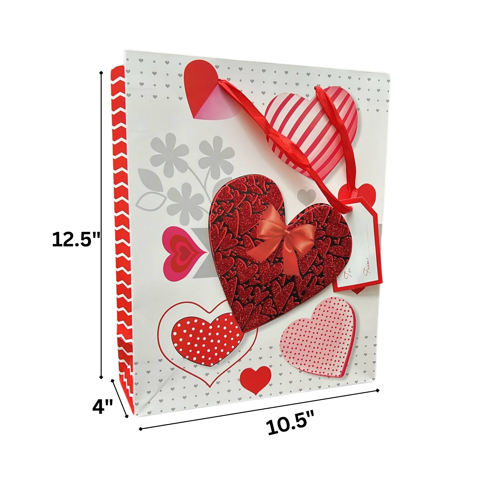 Heart Design Valentines Day 10x13 Gift Bags: 1 Pack Gift Bag Valentines product image 6