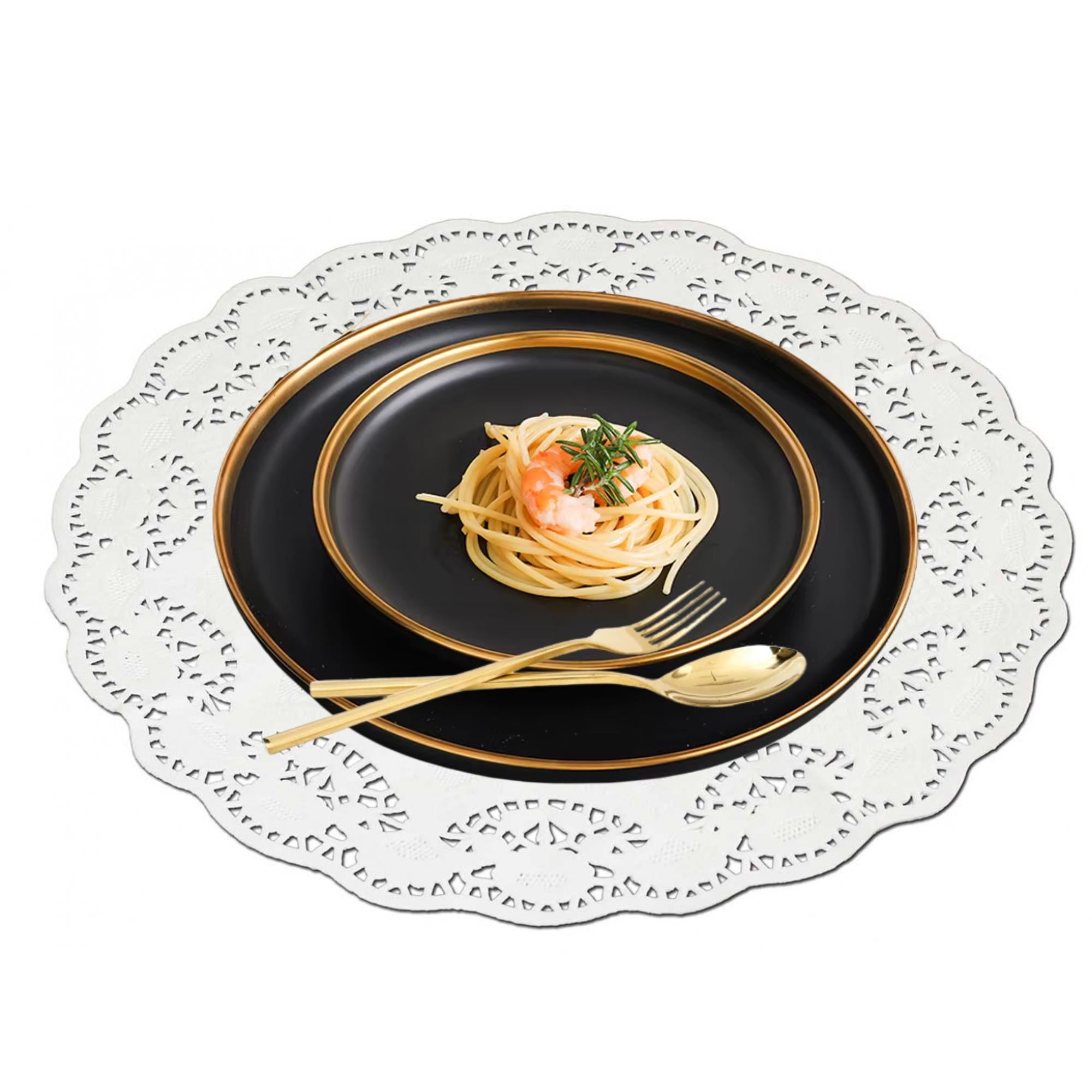 12" Round White Lace Paper Doilies for Cake, Food & Dessert: 12 Pack Kitchen Accessories lifestyle use image
