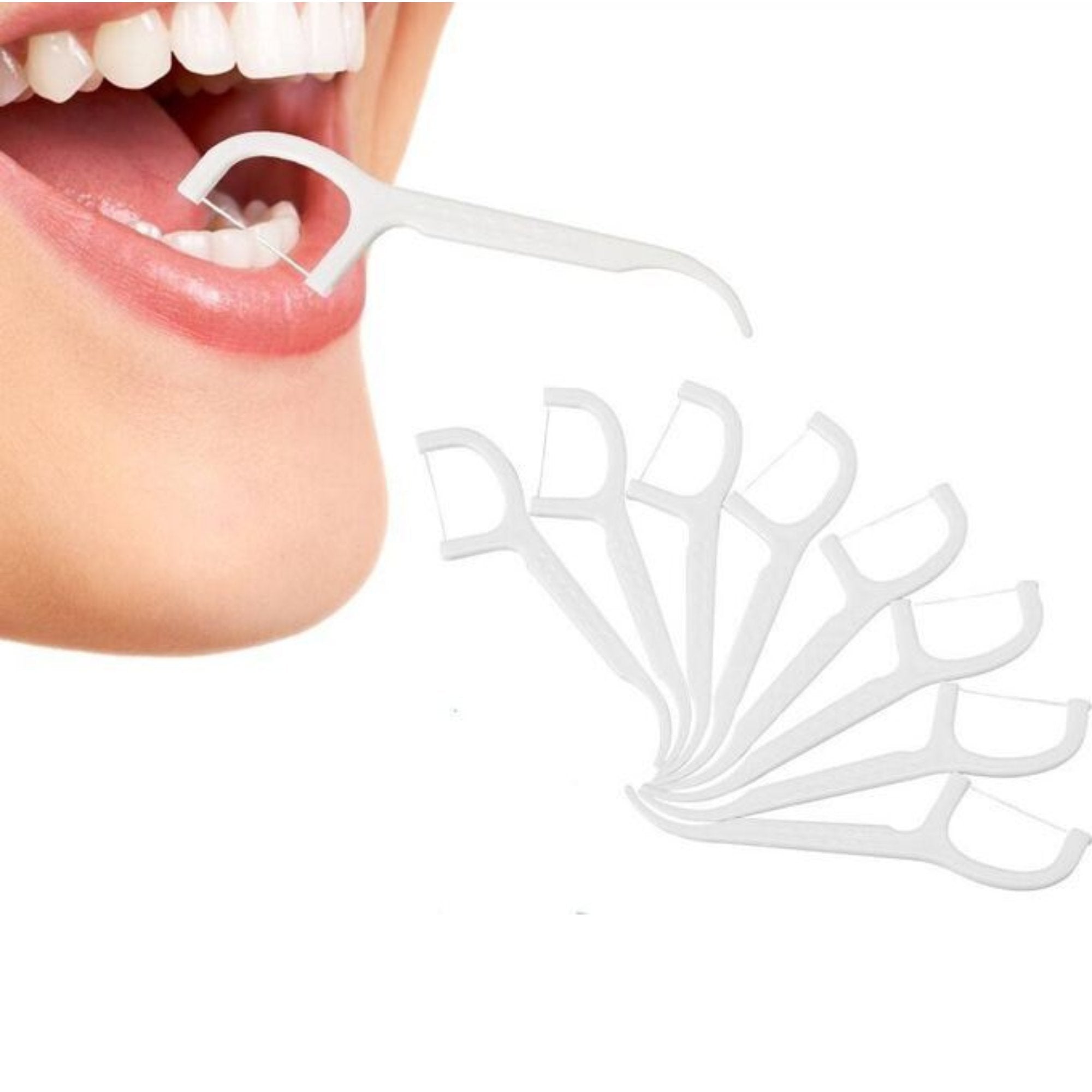 Dental Floss Picks – Easy Glide for Daily Oral Care: 50 Pack lifestyle use image