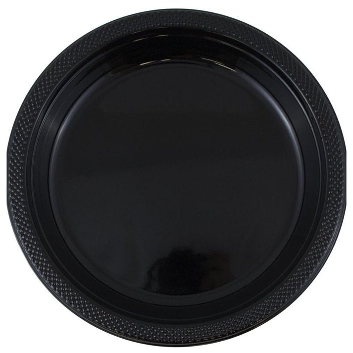 Disposable 10" Black Diner Plastic Plates