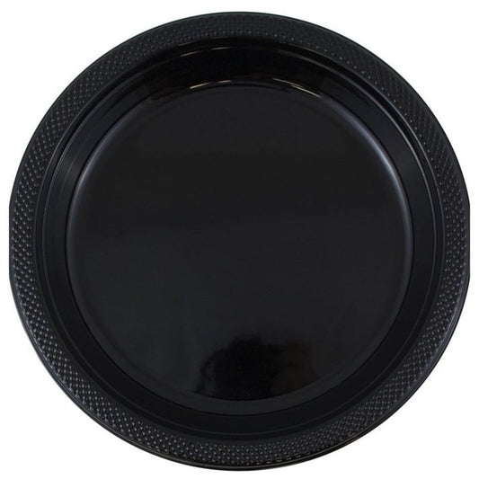 Disposable 10" Black Diner Plastic Plates
